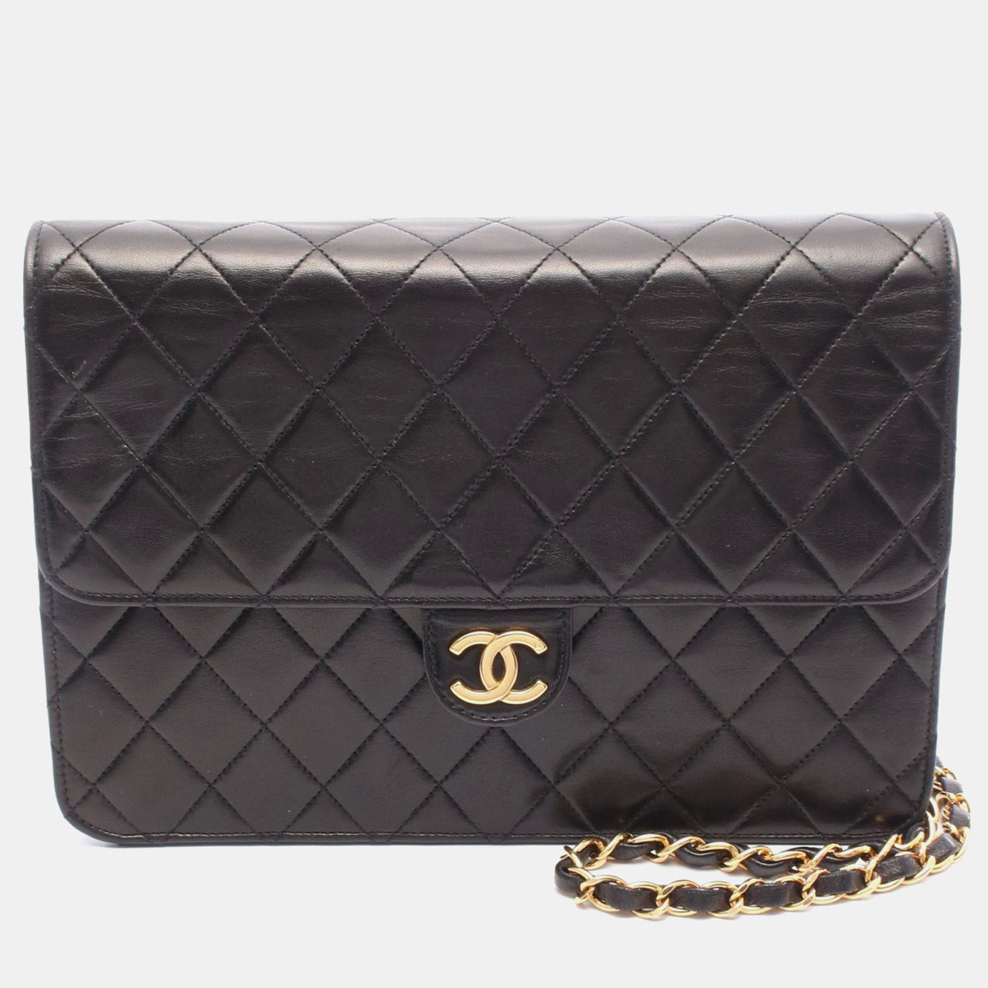 

Chanel Single Flap Black Leather CC Shoulder Bag