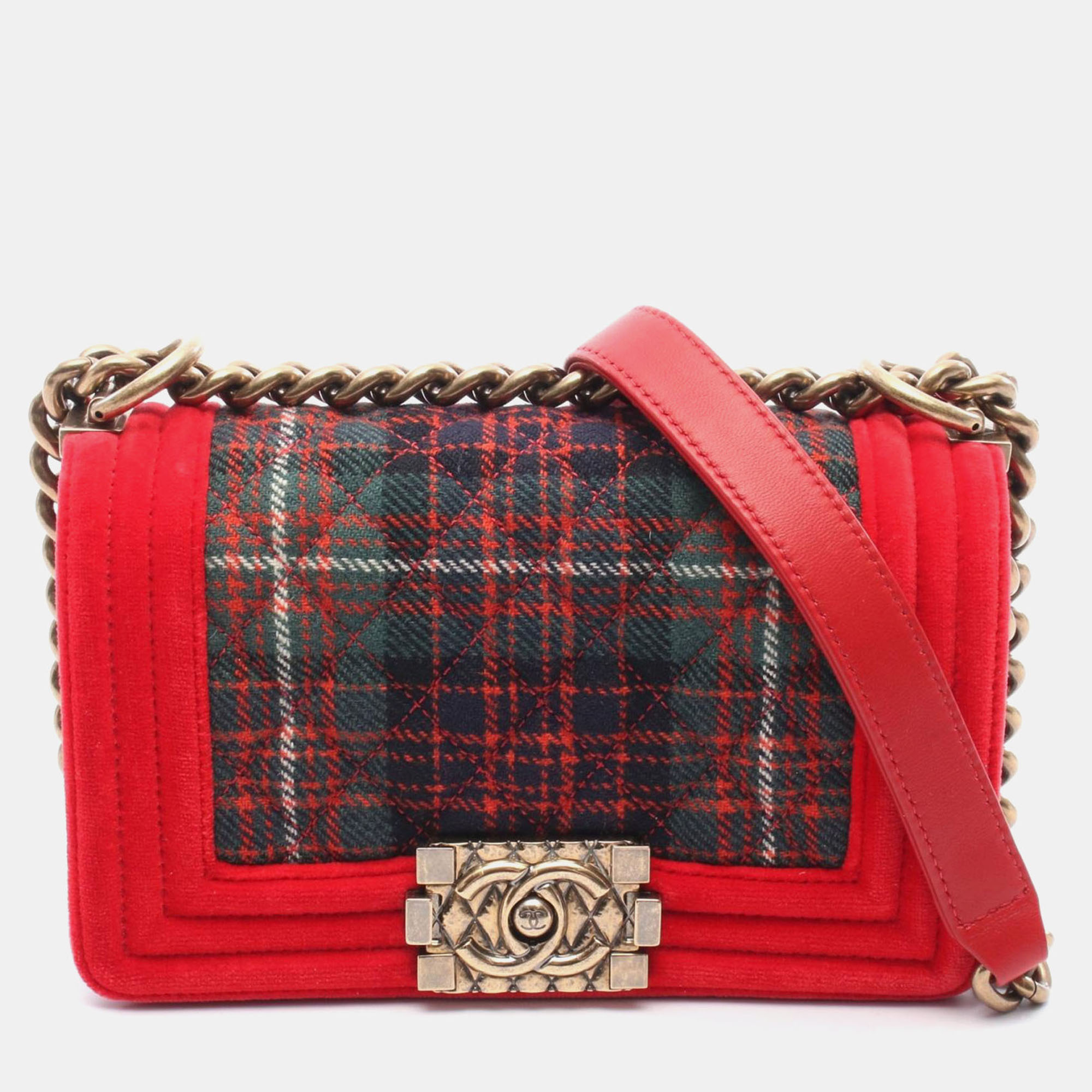 

Chanel Boy Small Multicolor Canvas Shoulder Bag, Green