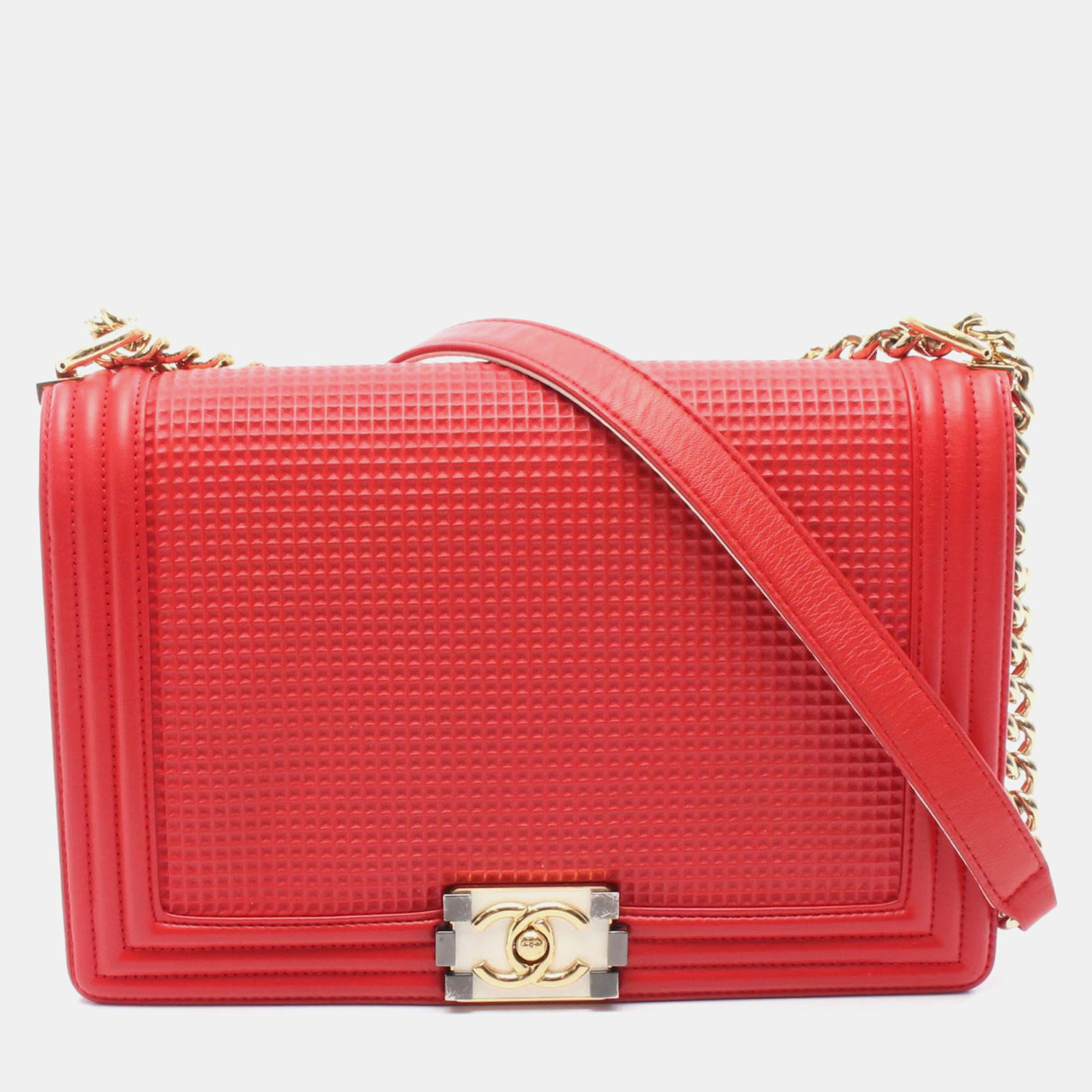 

Chanel Boy Chanel Large Matelasse Chain Shoulder Bag Leather Red Ghw