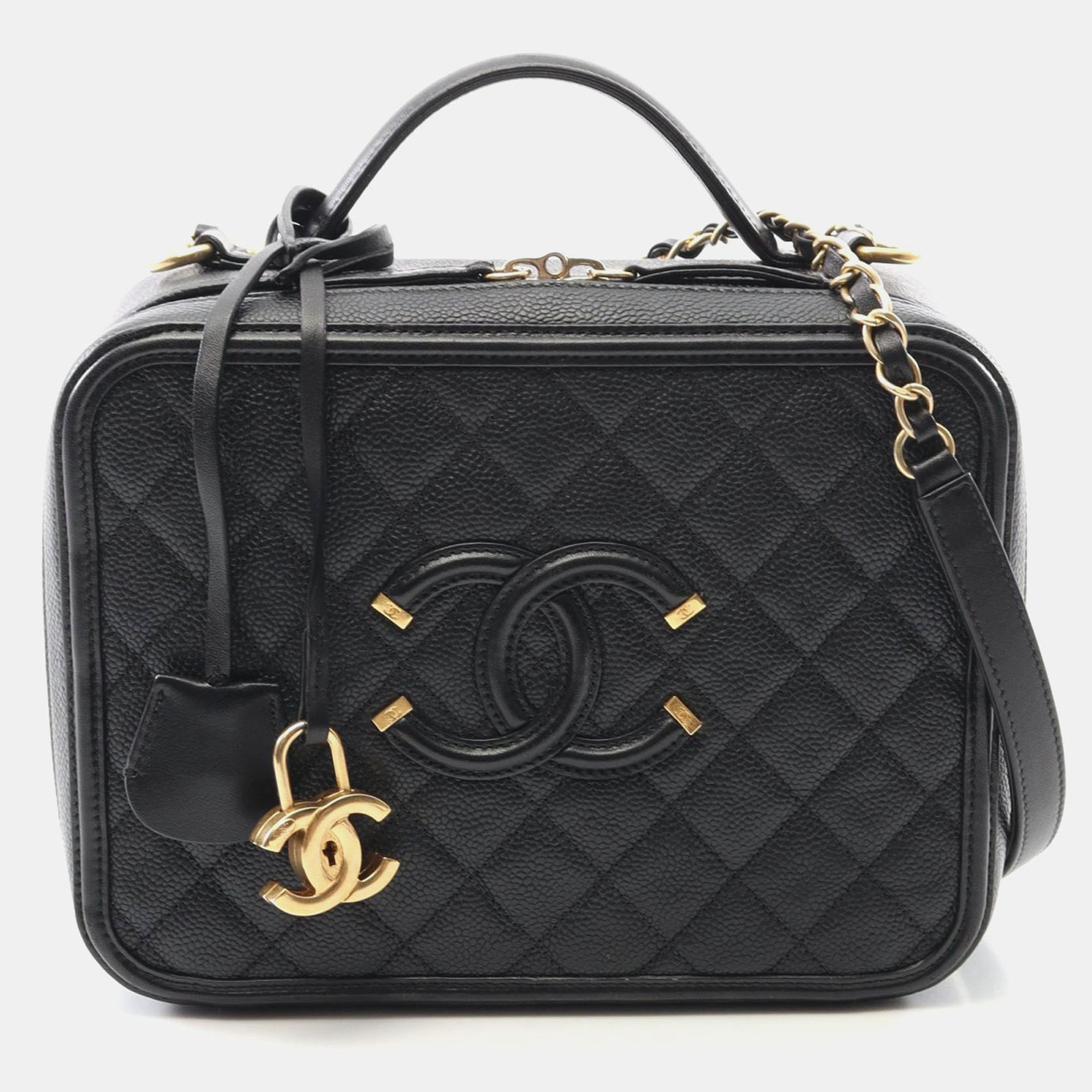 

Chanel Filigree Black Leather Vanity Shoulder Bag