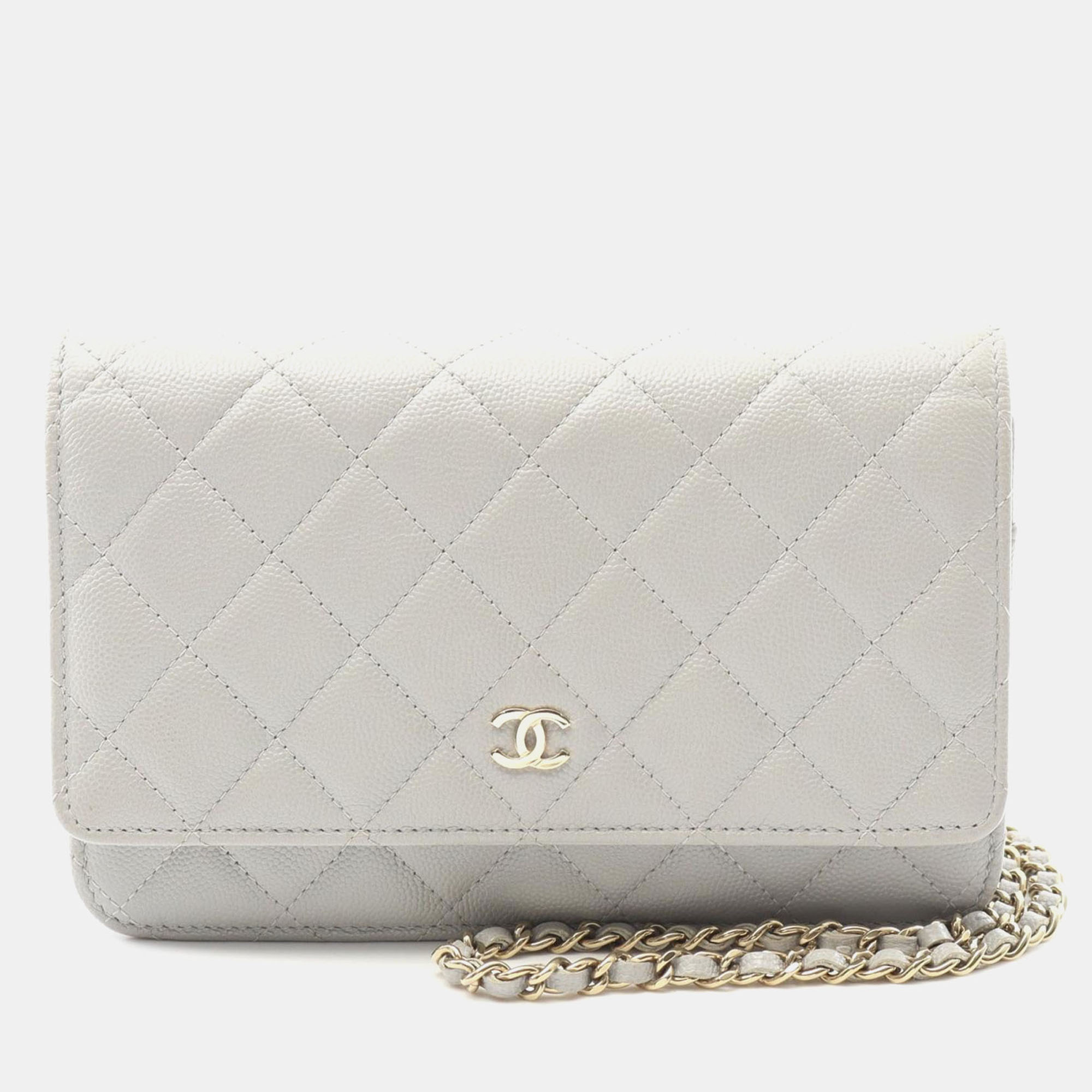 

Chanel Classic Gray Leather Wallet on Chain, Grey