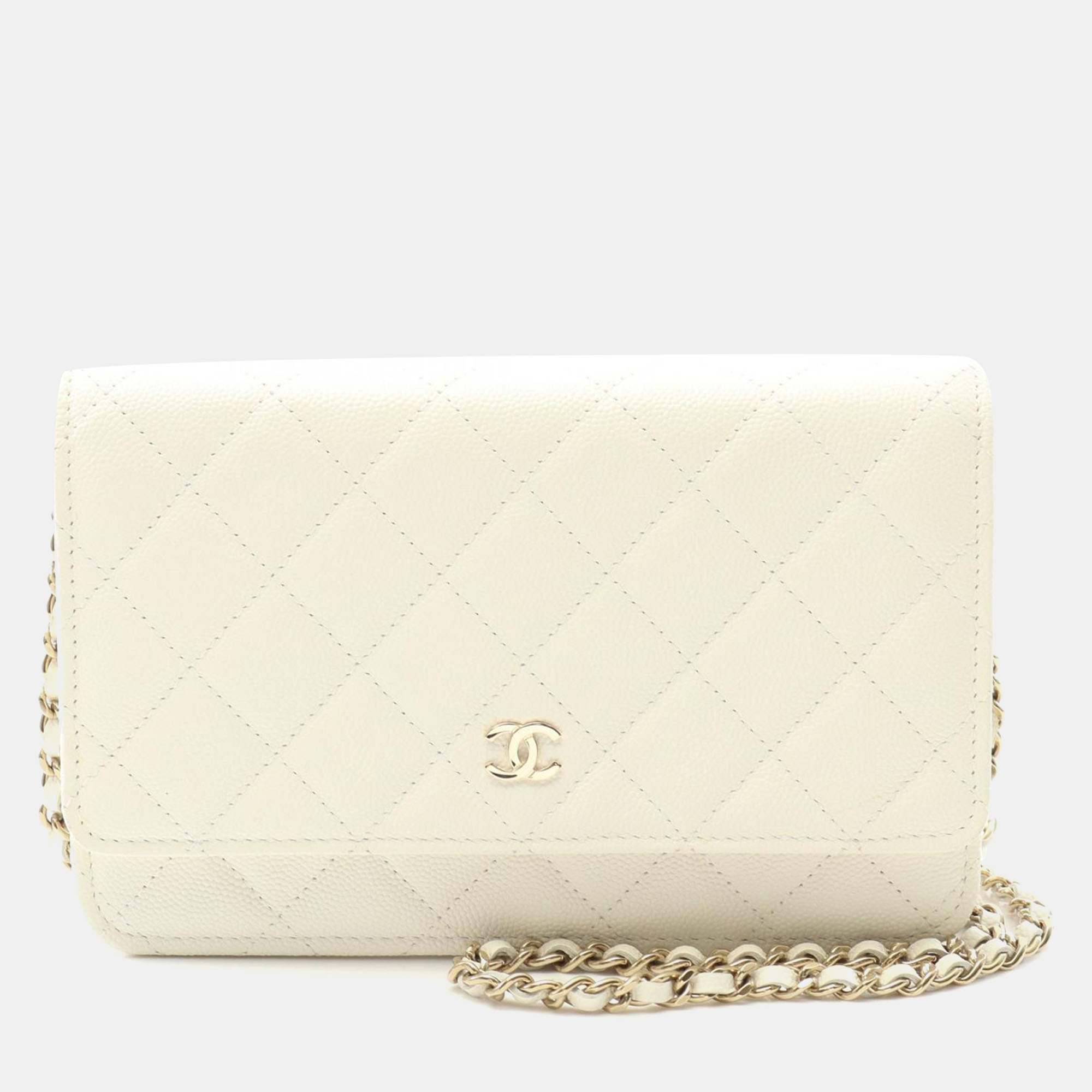 

Chanel Classic White Leather Wallet on Chain