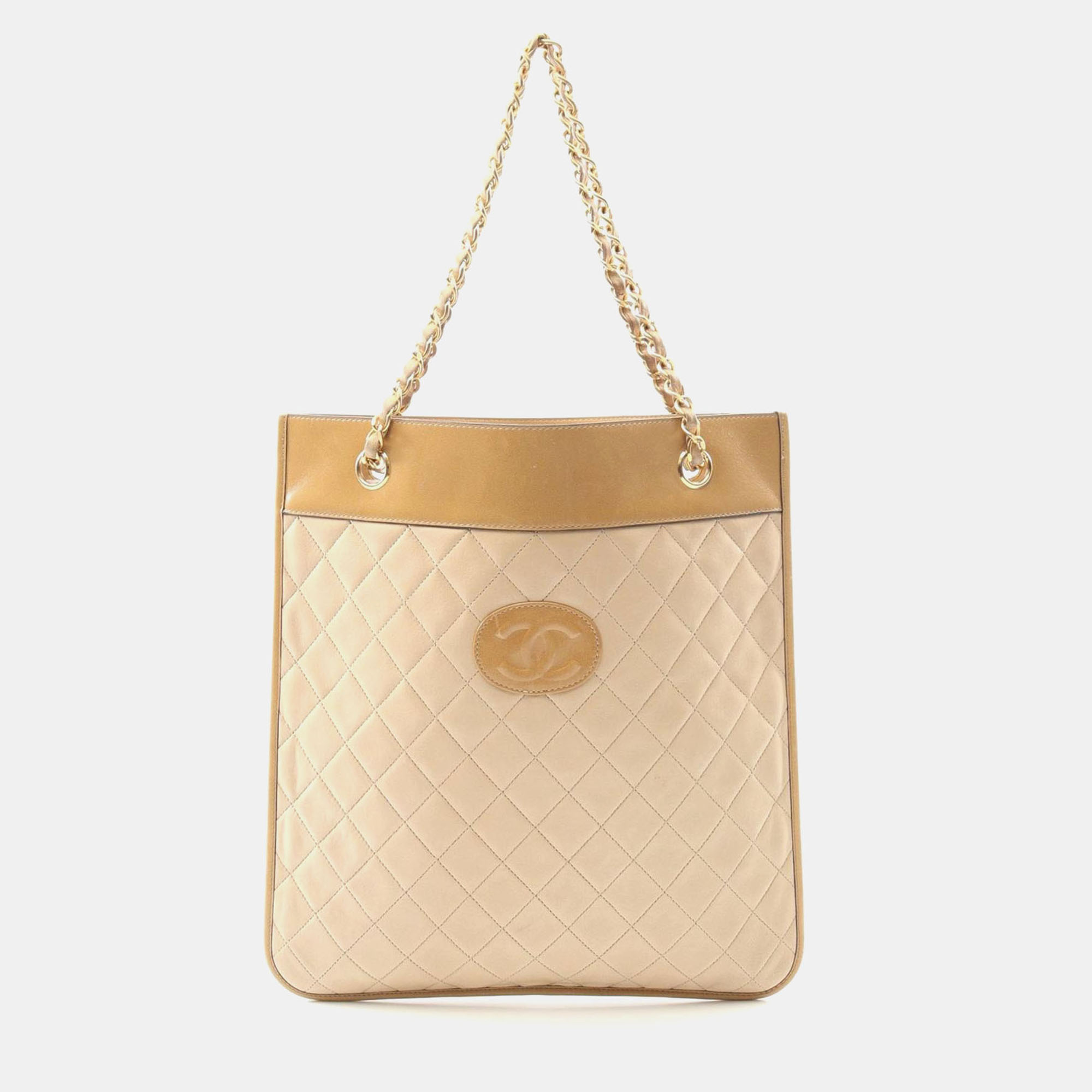 

Chanel CC Beige Lambskin Tote Bag