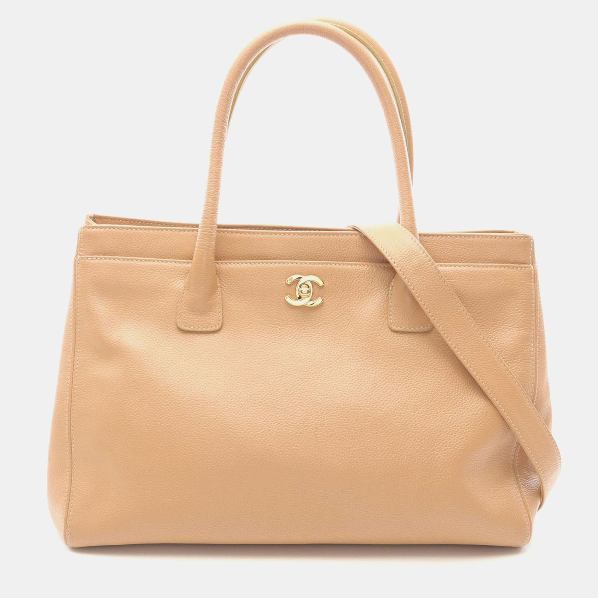 

Chanel Executive Tote Shoulder Bag Leather Beige Ghw