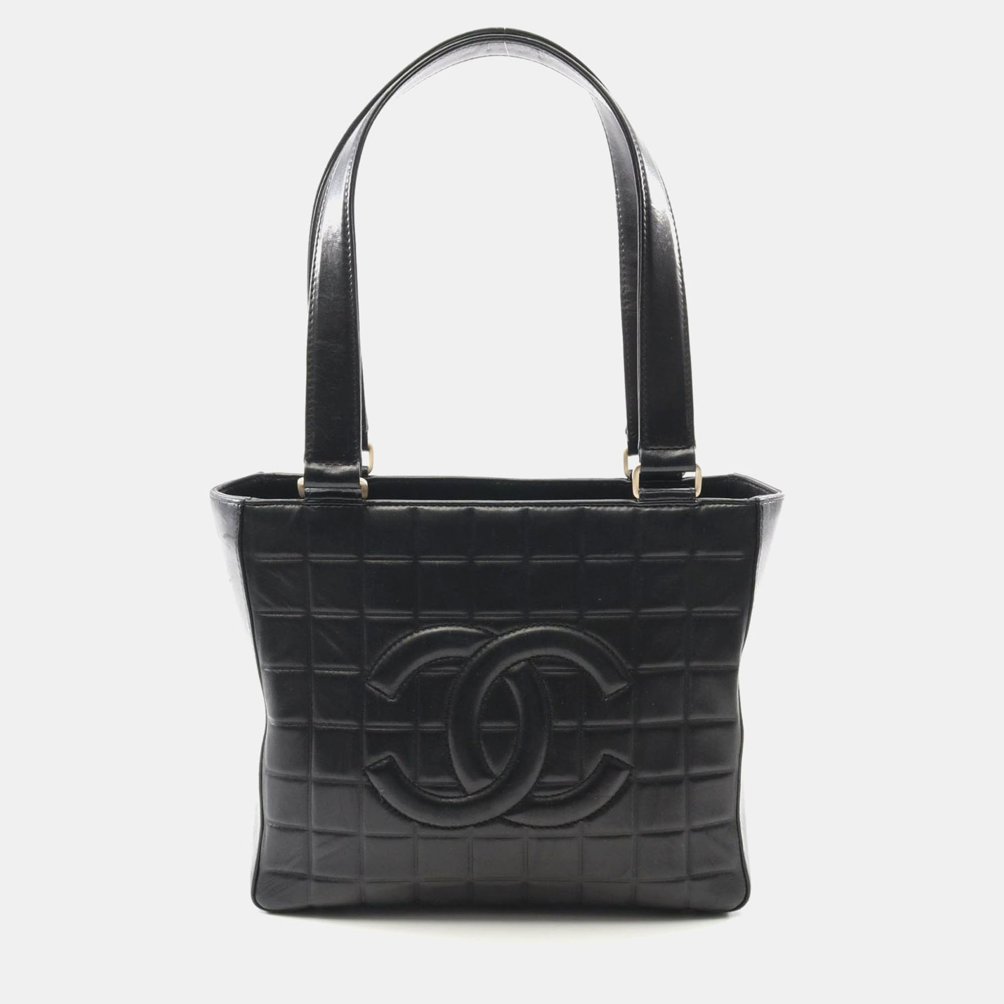 

Chanel Chocolate Bar Tote Shoulder Bag Lambskin Leather Black Ghw