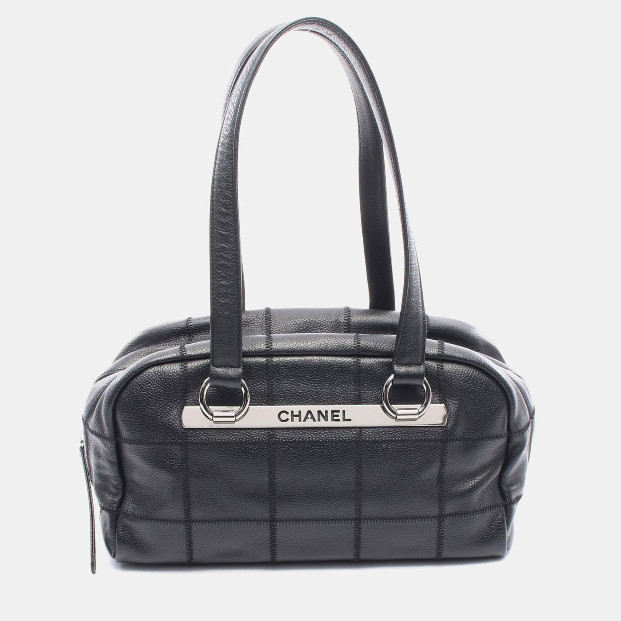 

Chanel Chocolate Bar Black Grained Calfskin Leather Tote Bag
