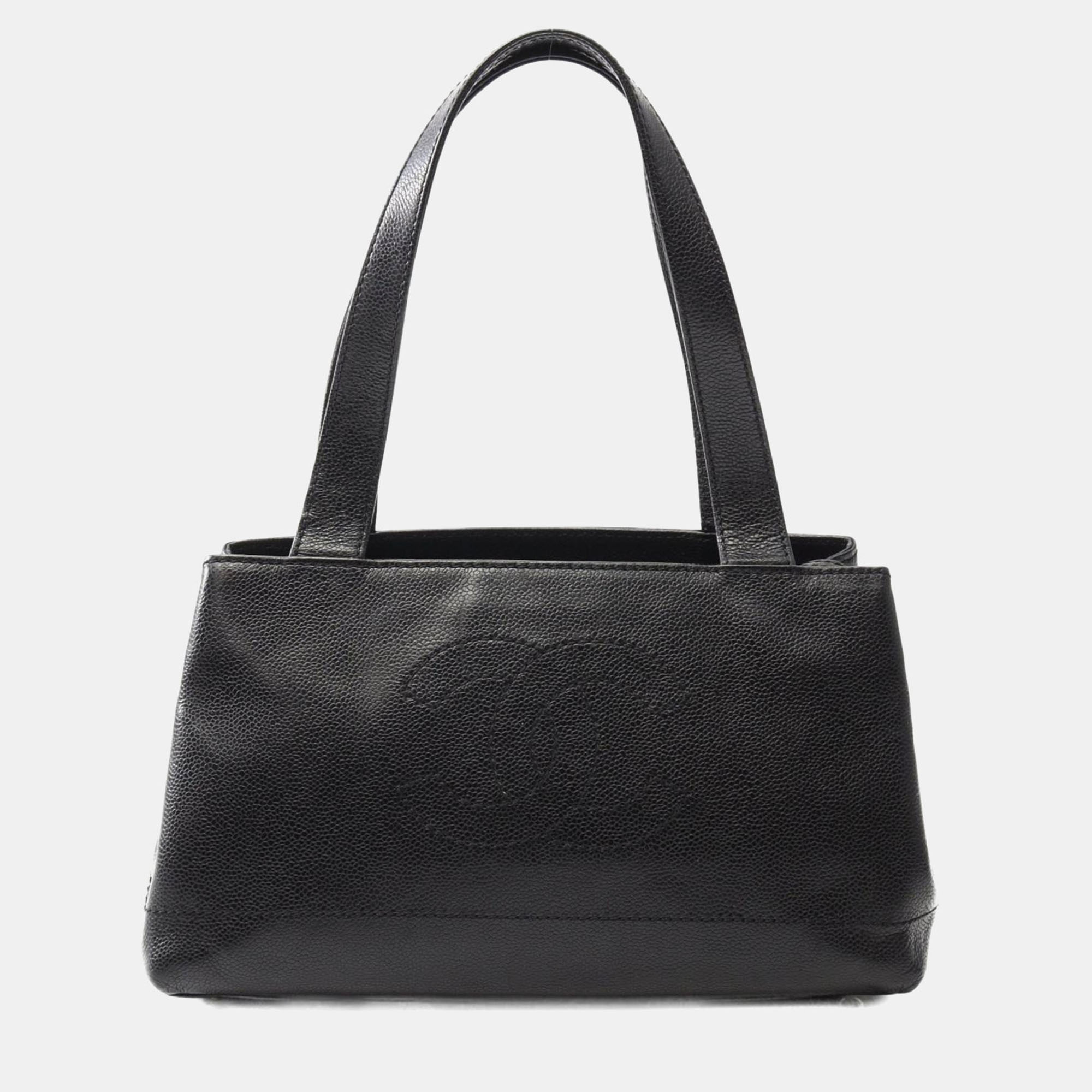 

Chanel Coco Mark Tote Shoulder Bag Calf Leather Black Ghw