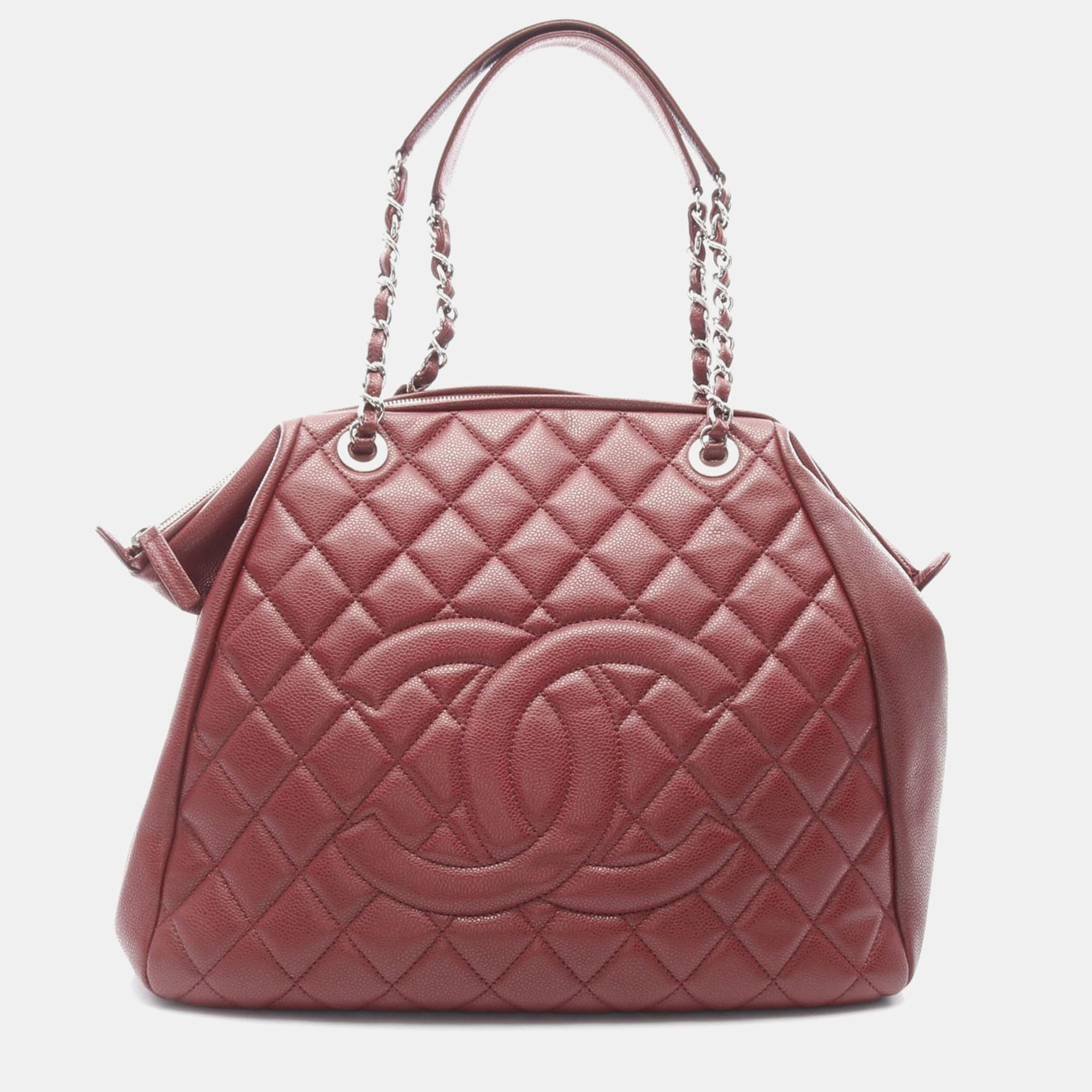 Chanel CC Red Leather Tote Bag