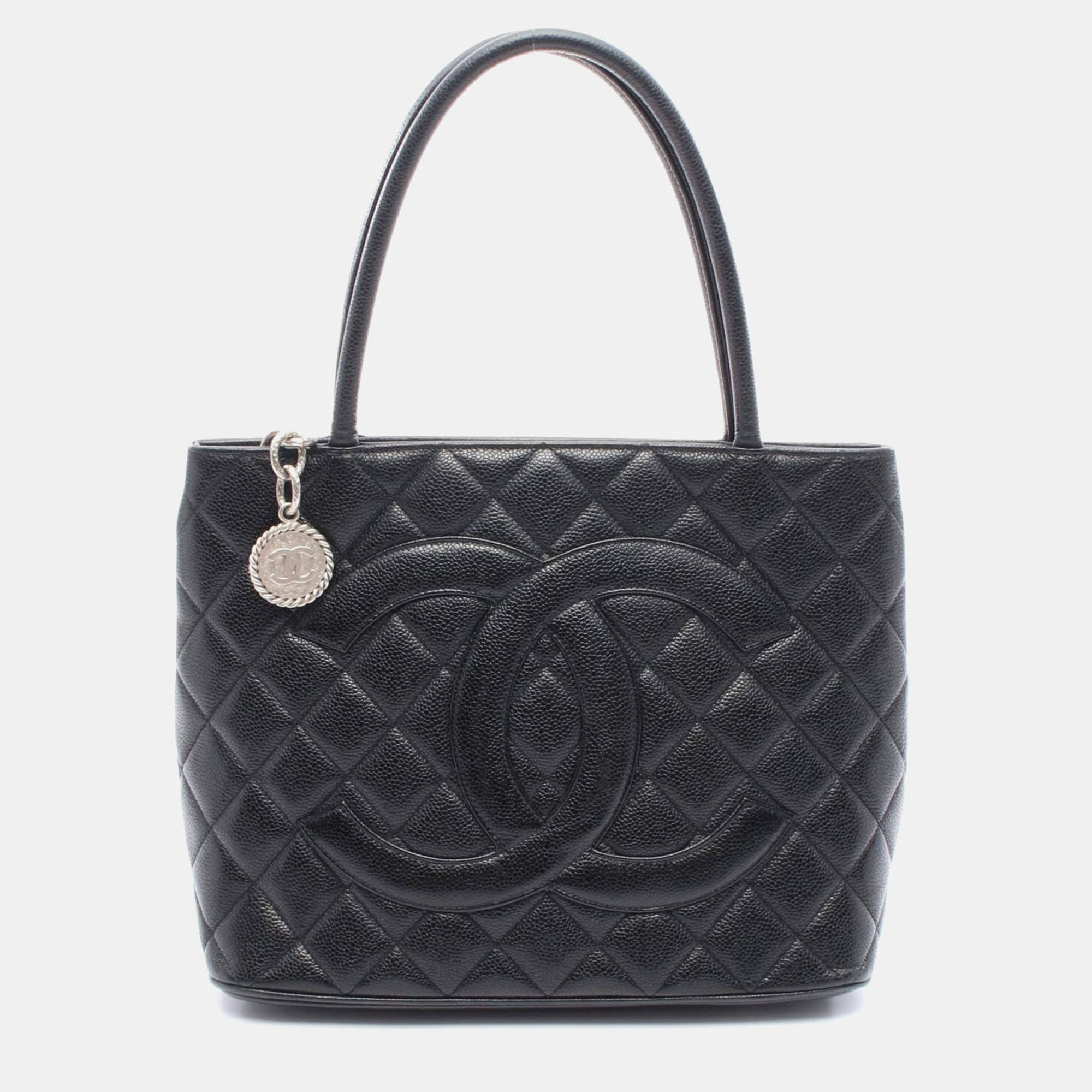 

Chanel Medallion Black Leather Tote Bag