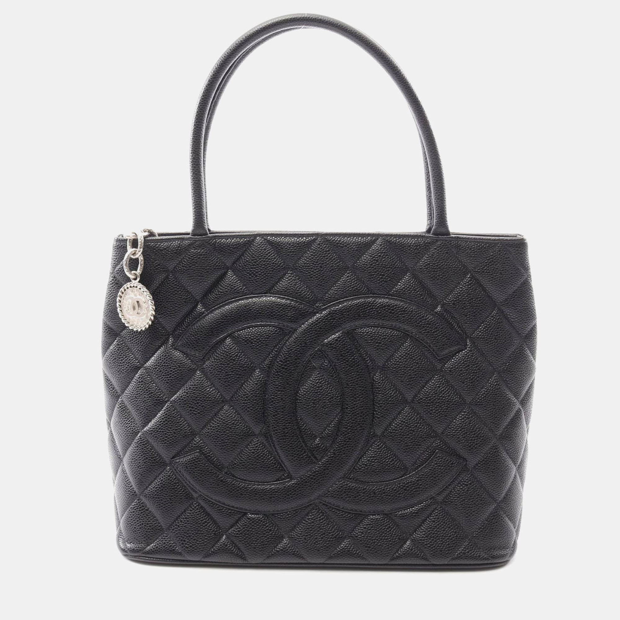 

Chanel Medallion Black Leather Tote Bag
