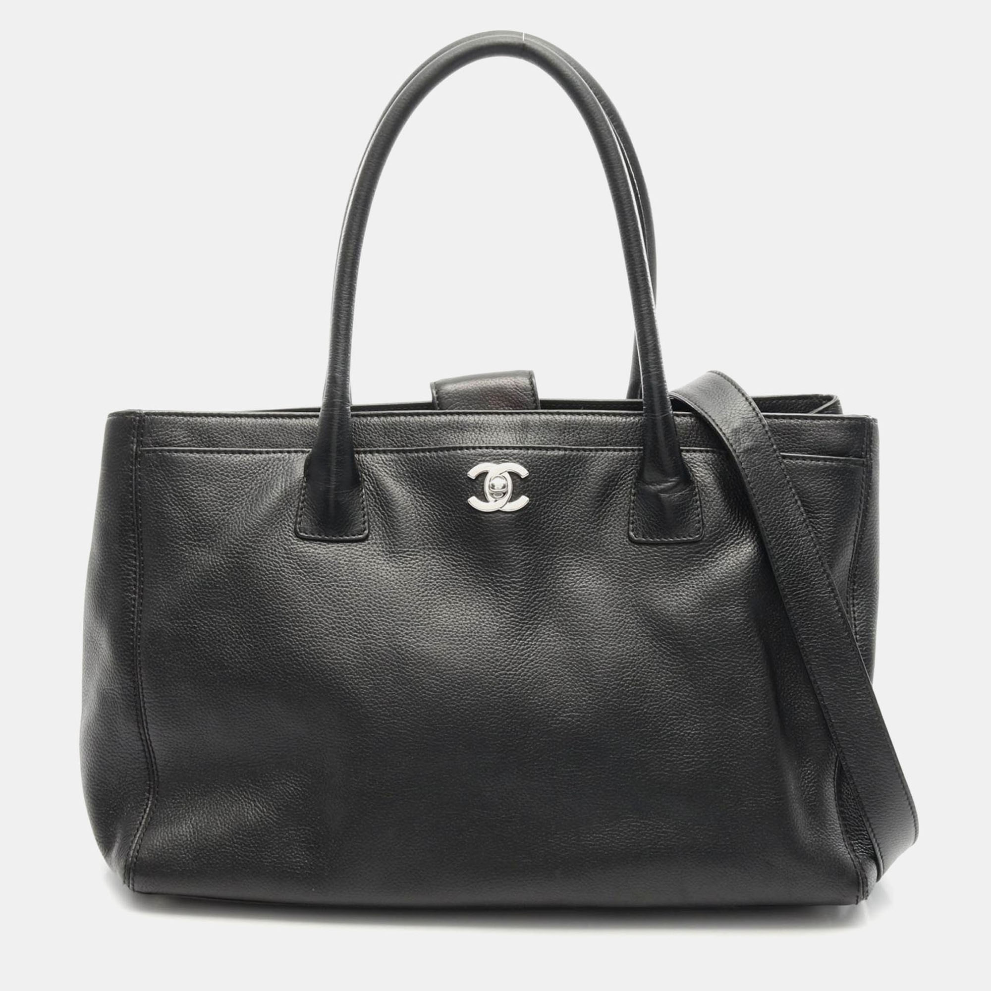 

Chanel Coco Logo Executive 2Way Tote Shoulder Bag Calfskin Black Shw