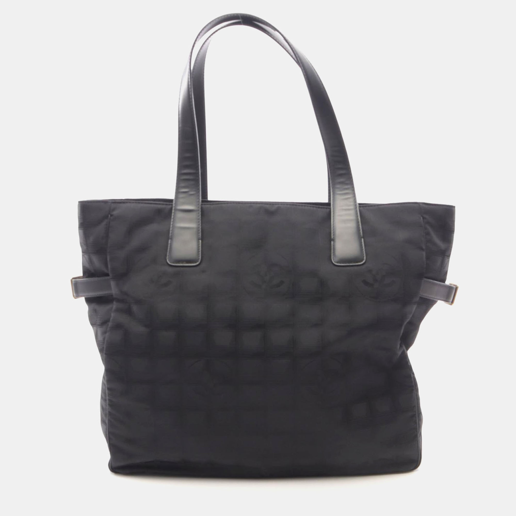 Pre-owned Chanel New Travel Line Gm Tote Shoulder Bag Leather Nylon Canvas Bk Ghw