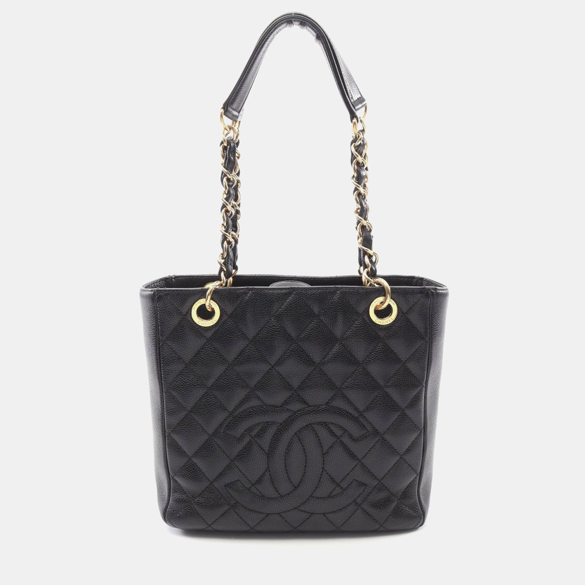 

Chanel Matelasse Pst Tote Chain Shoulder Bag Leather Black Ghw