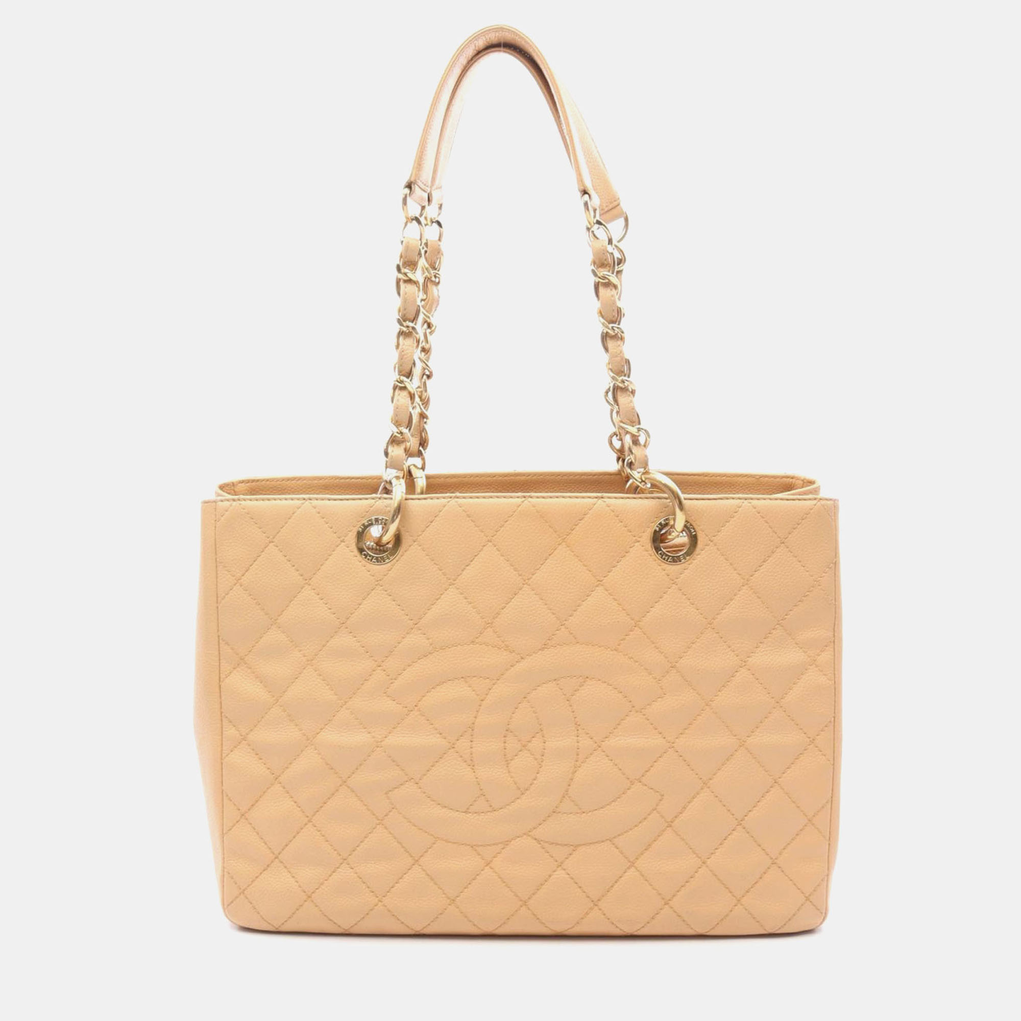 

Chanel Grand Shopper Beige Calfskin Chain Tote Bag