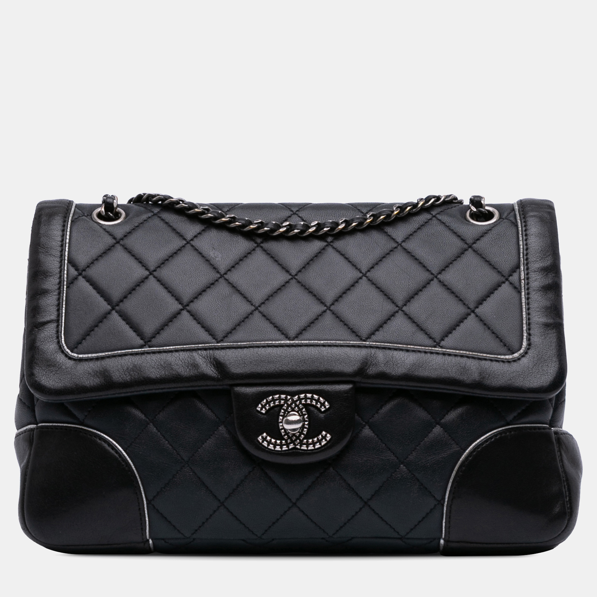 

Chanel Tyrolean Flap Medium Black Grey Paris-Salzburg Lambskin Shoulder Bag