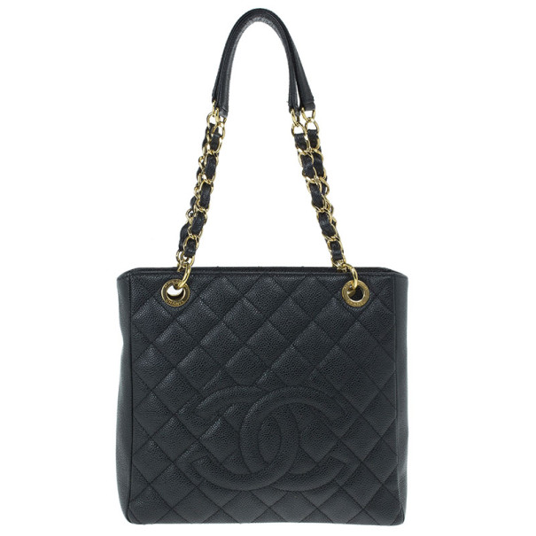 مملوكة مسبقًا Chanel Black Caviar Petite Shopping Tote