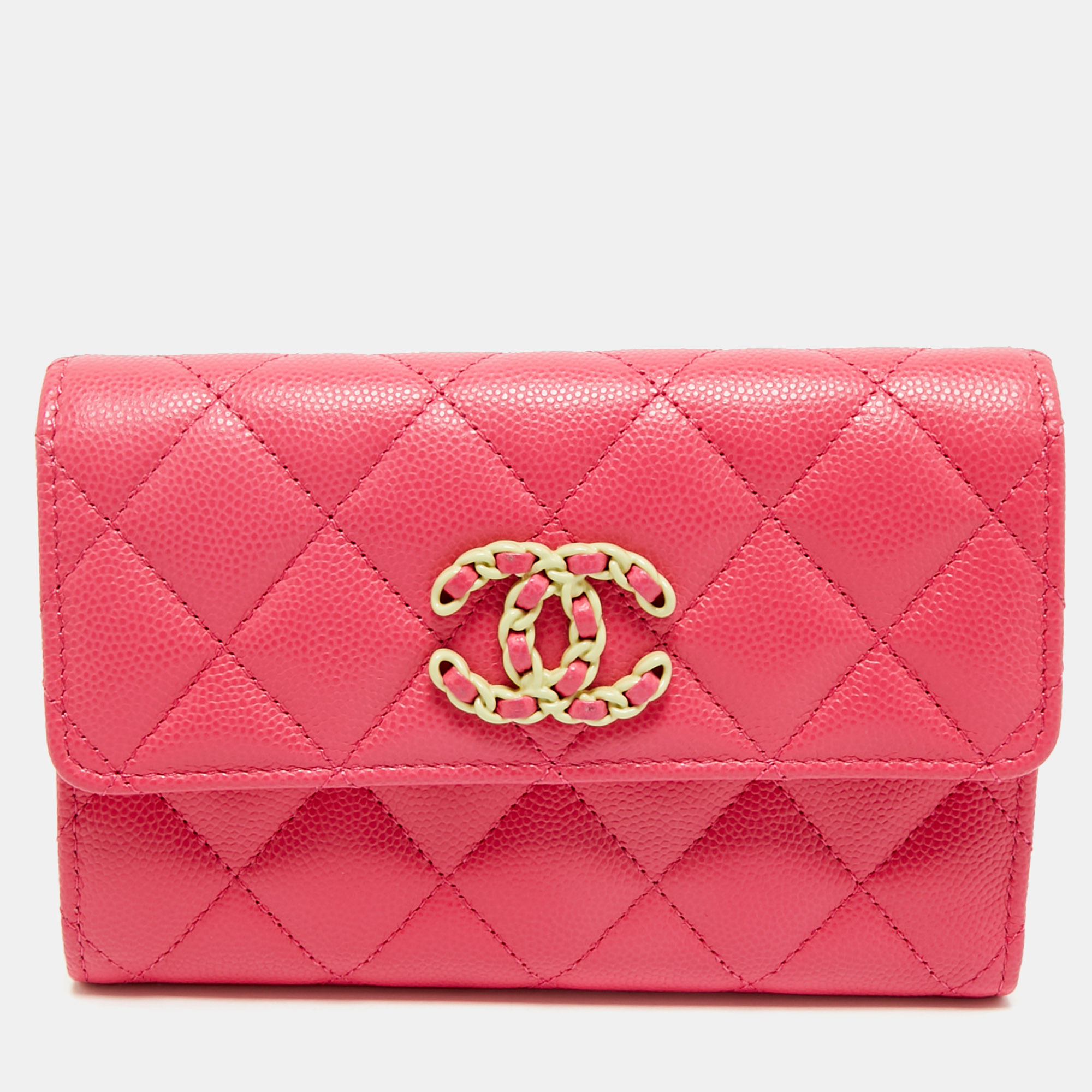 

Chanel Pink Quilted Caviar Leather 19 Trifold Wallet