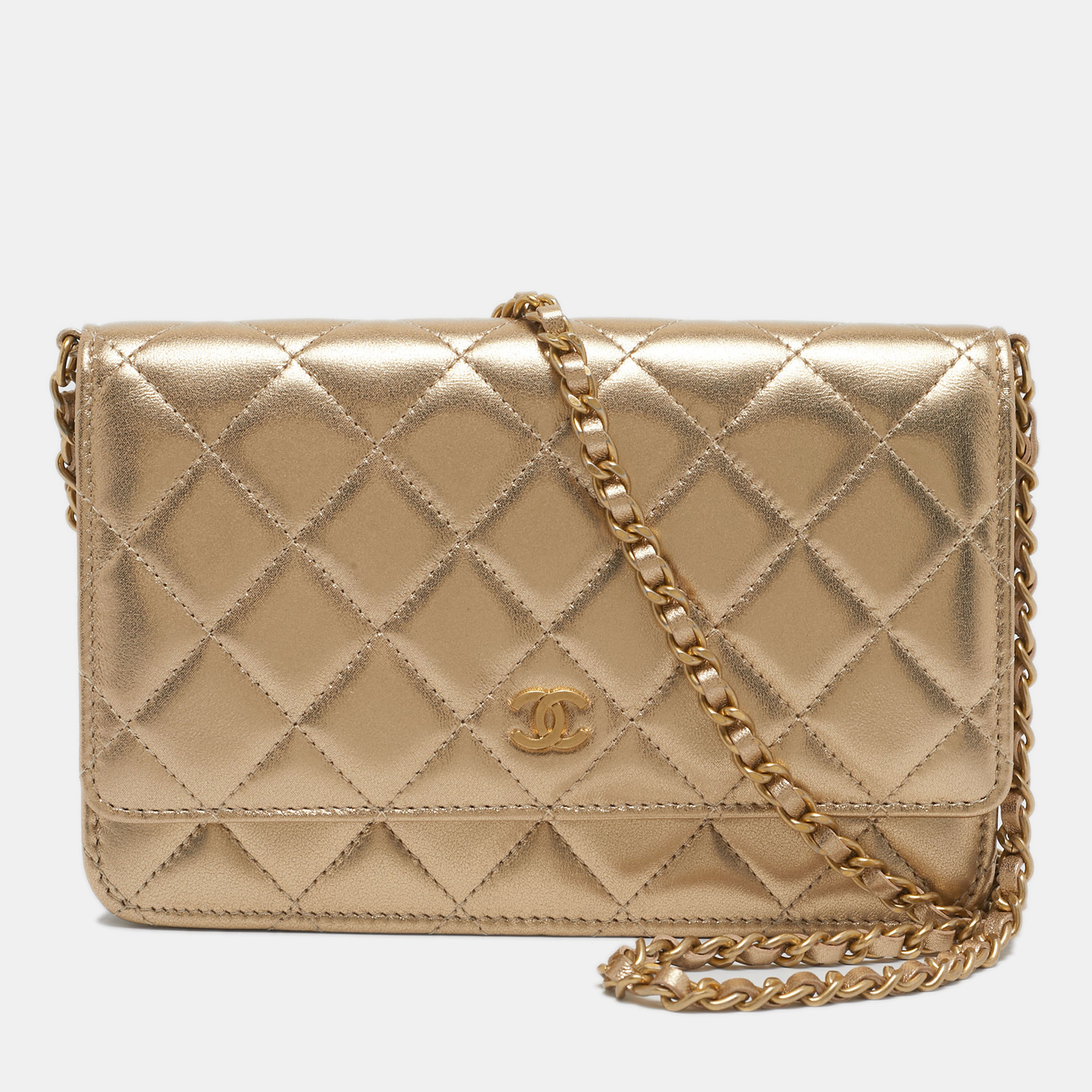 

Chanel Gold Quilted Leather Wallet on Chain