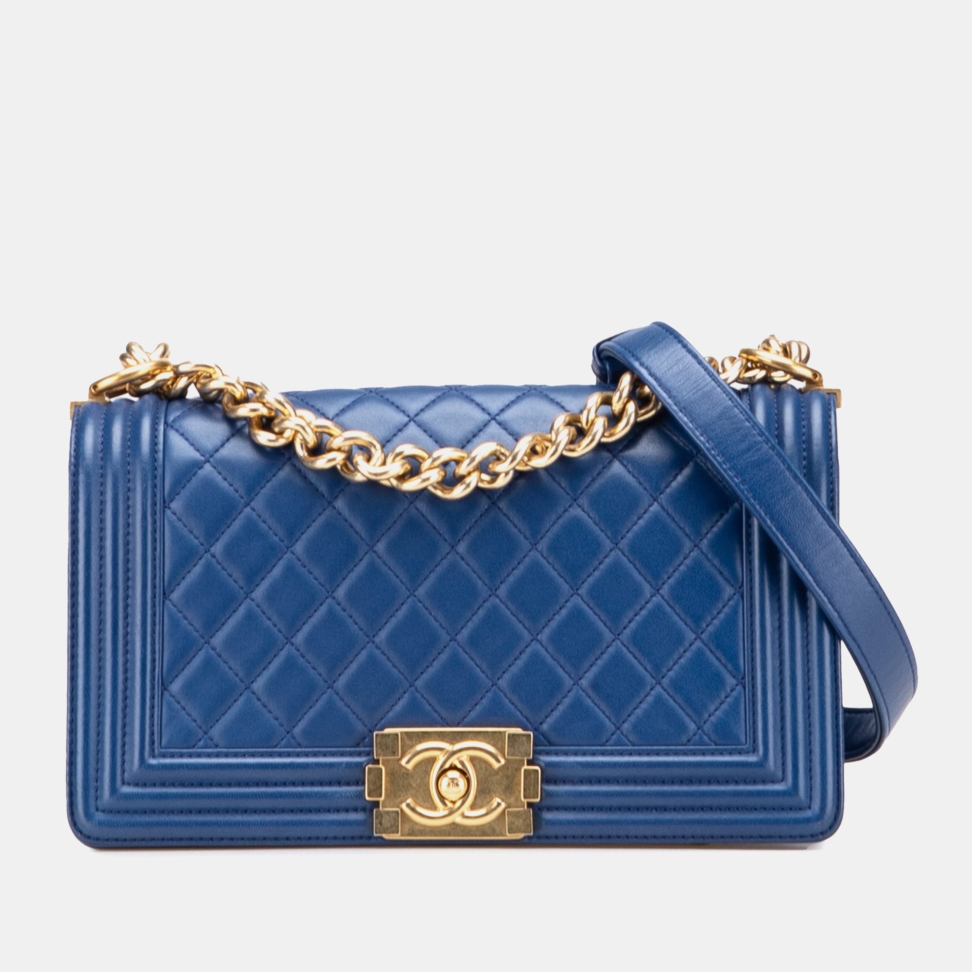 

Chanel Blue Old Medium Quilted Lambskin Boy Flap