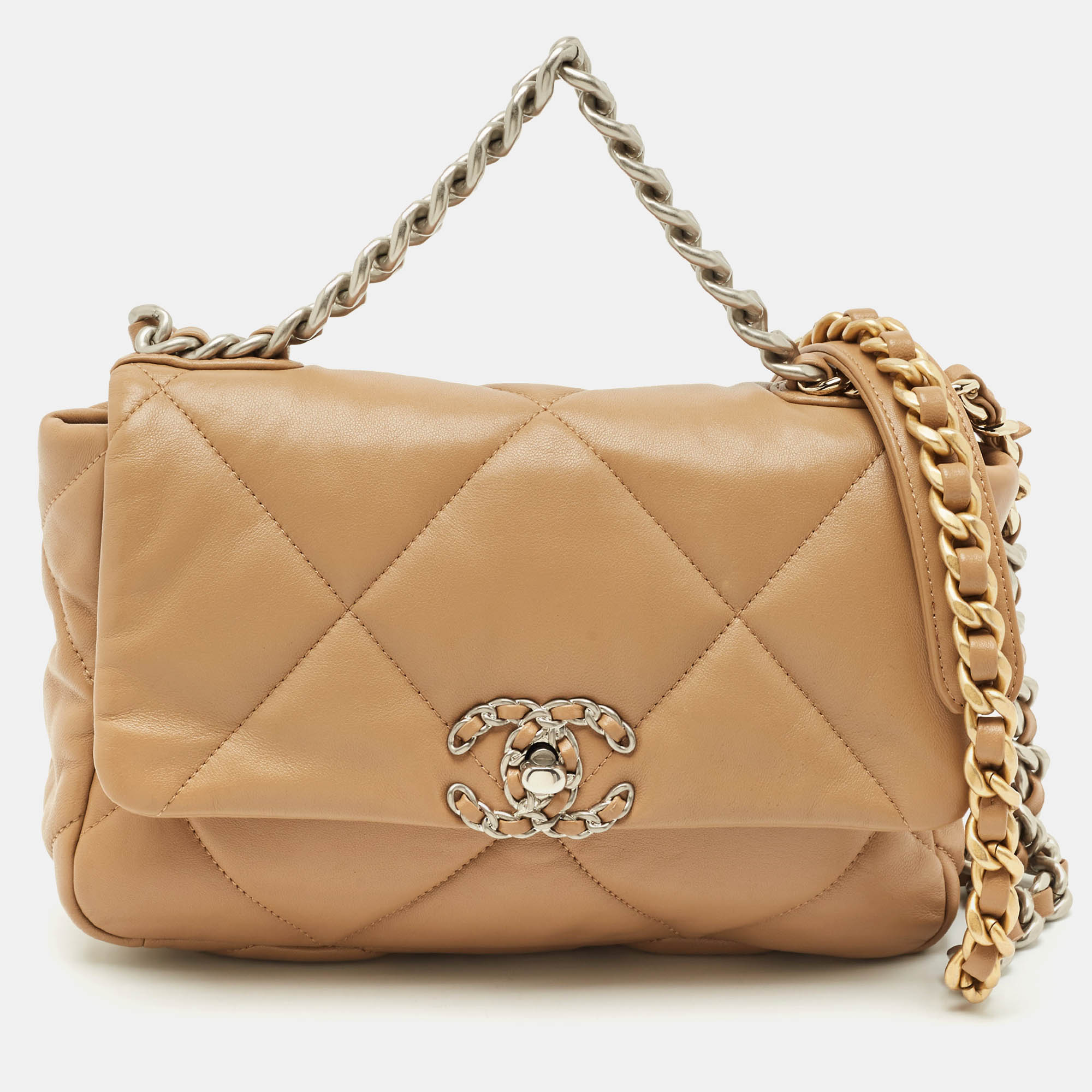 

Chanel Beige Quilted Leather  19 Flap Bag