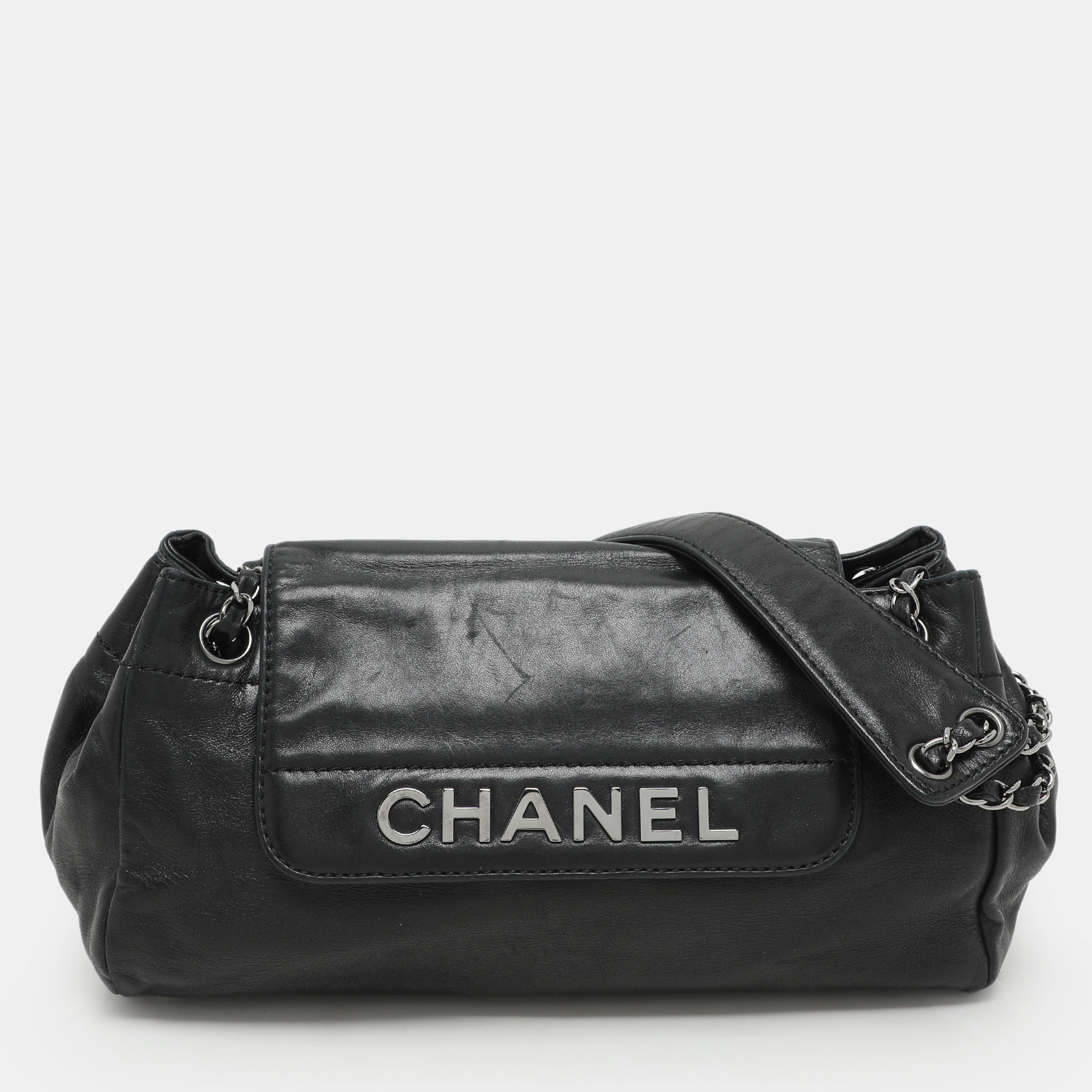 

Chanel Black Leather LAX Accordion Shoulder Bag