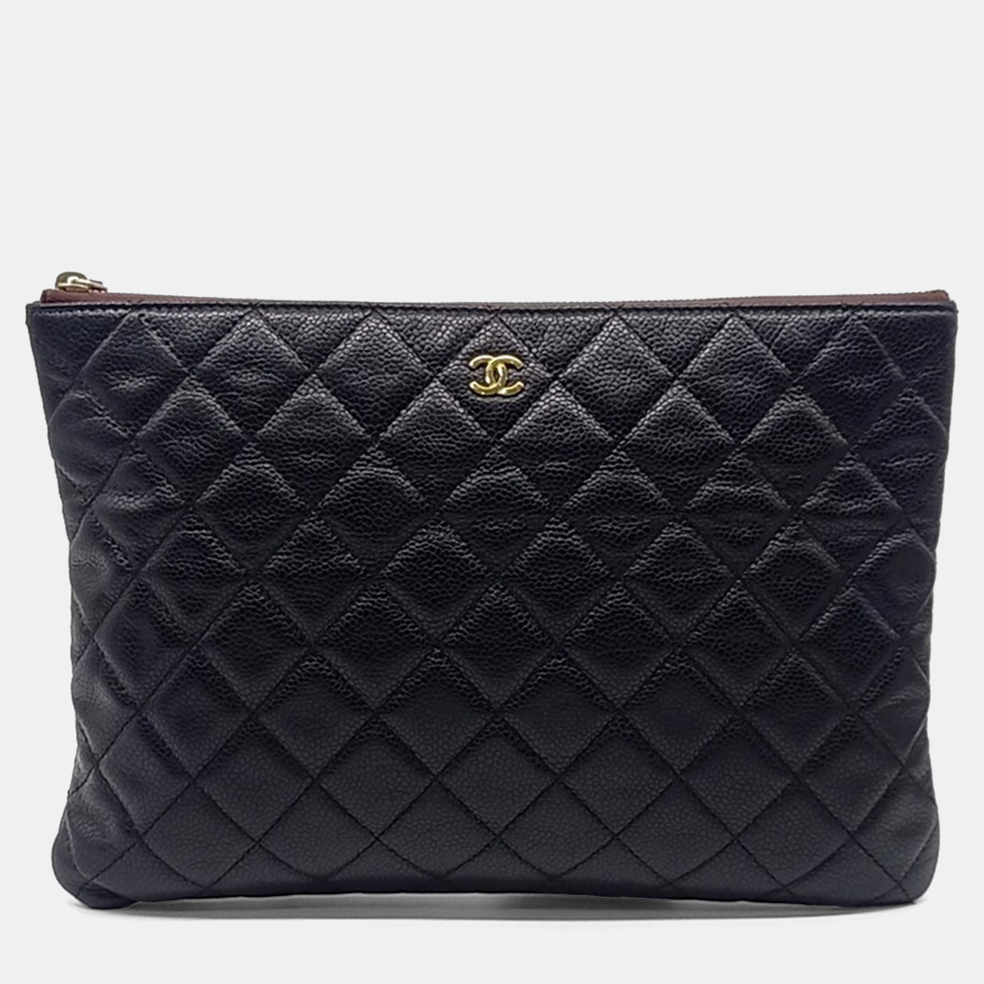 

Chanel Black Leather Caviar Clutch New Medium