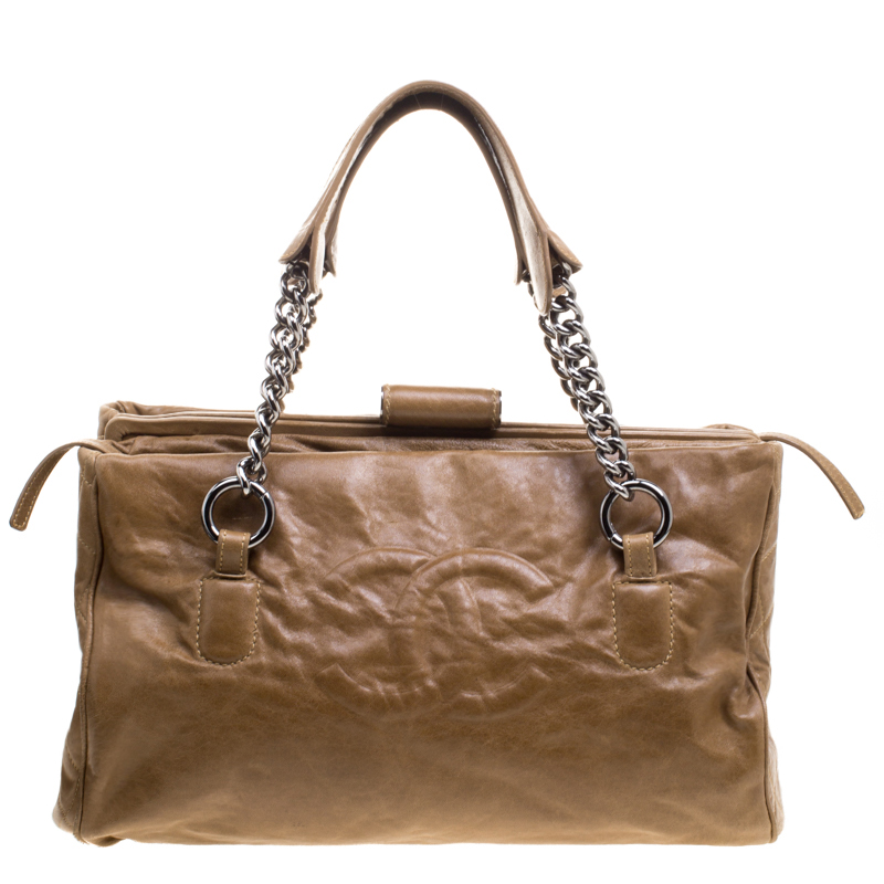 Pre Owned Chanel Brown Leather CC Shoulder Bag