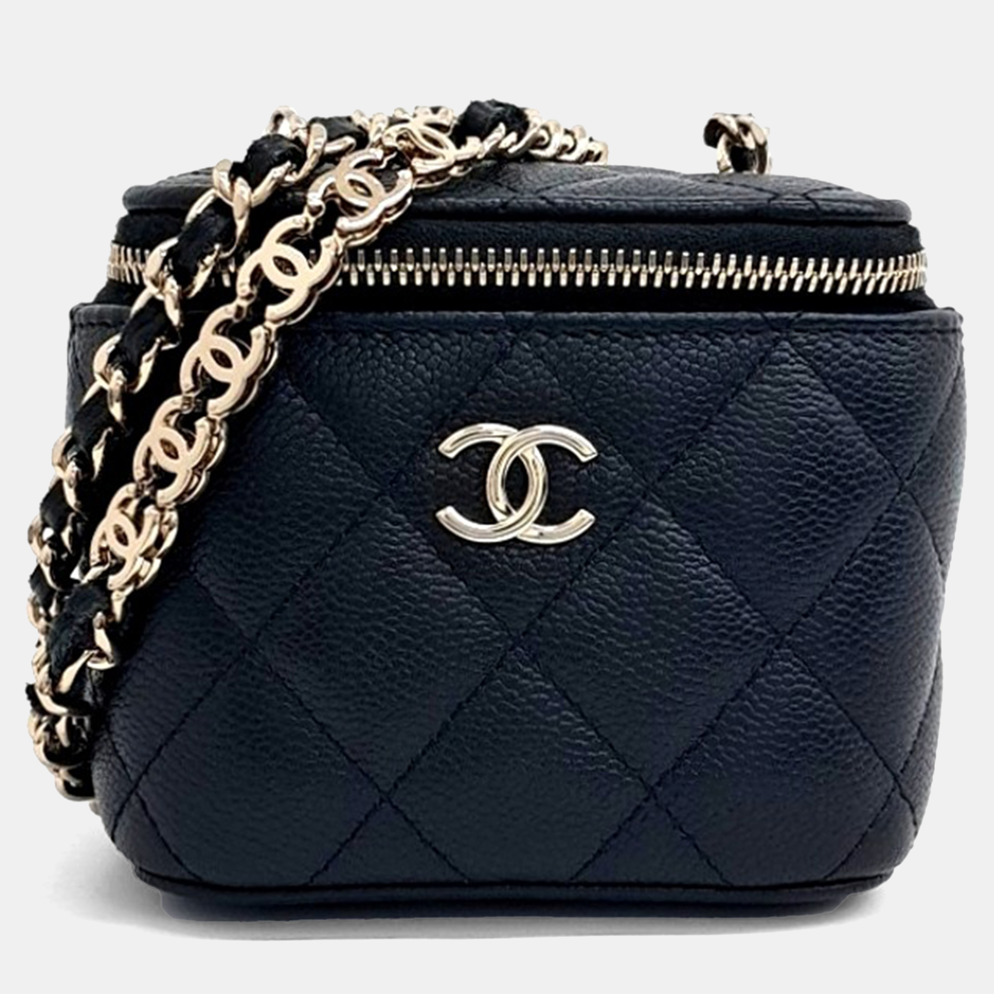 

Chanel Black Caviar Leather Chanel Black Leather Caviar Vanity Mini Chain Crossbody Bag
