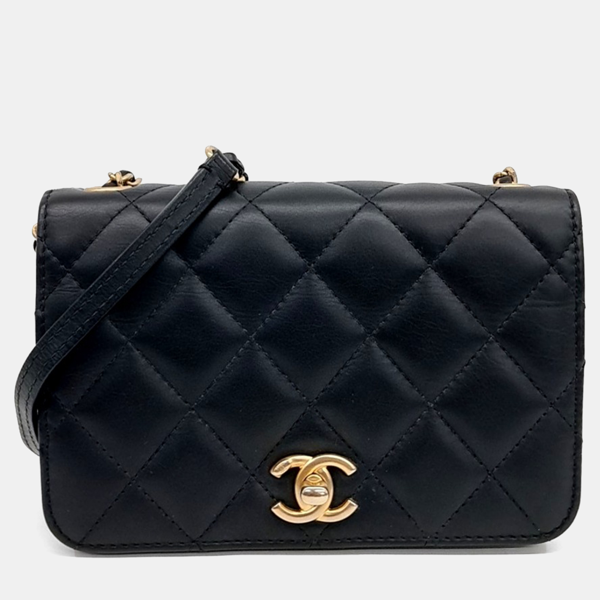 

Chanel Black Leather Chain Crossbody Bag
