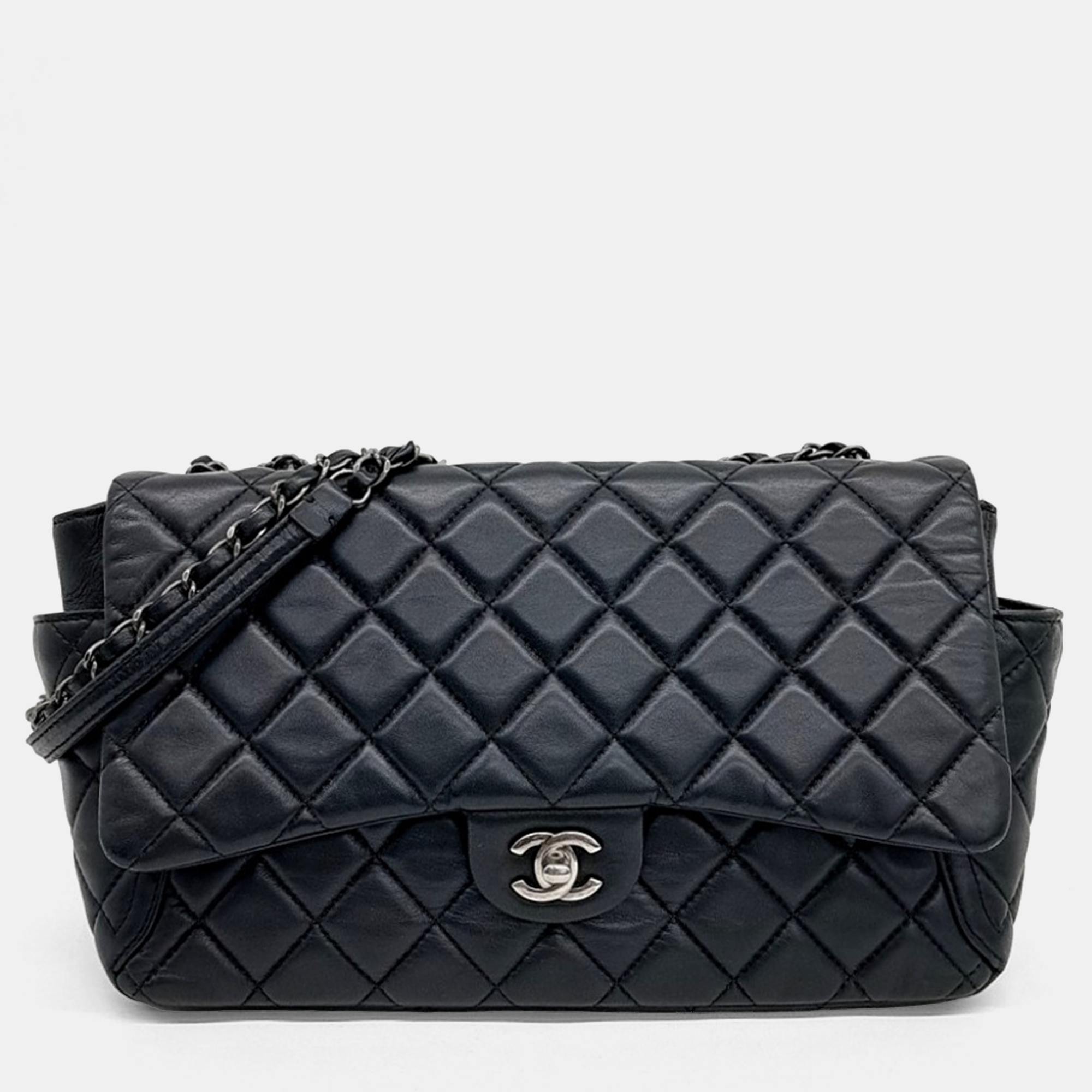 

Chanel Black Lambskin Leather Quilted Shoulder Bag