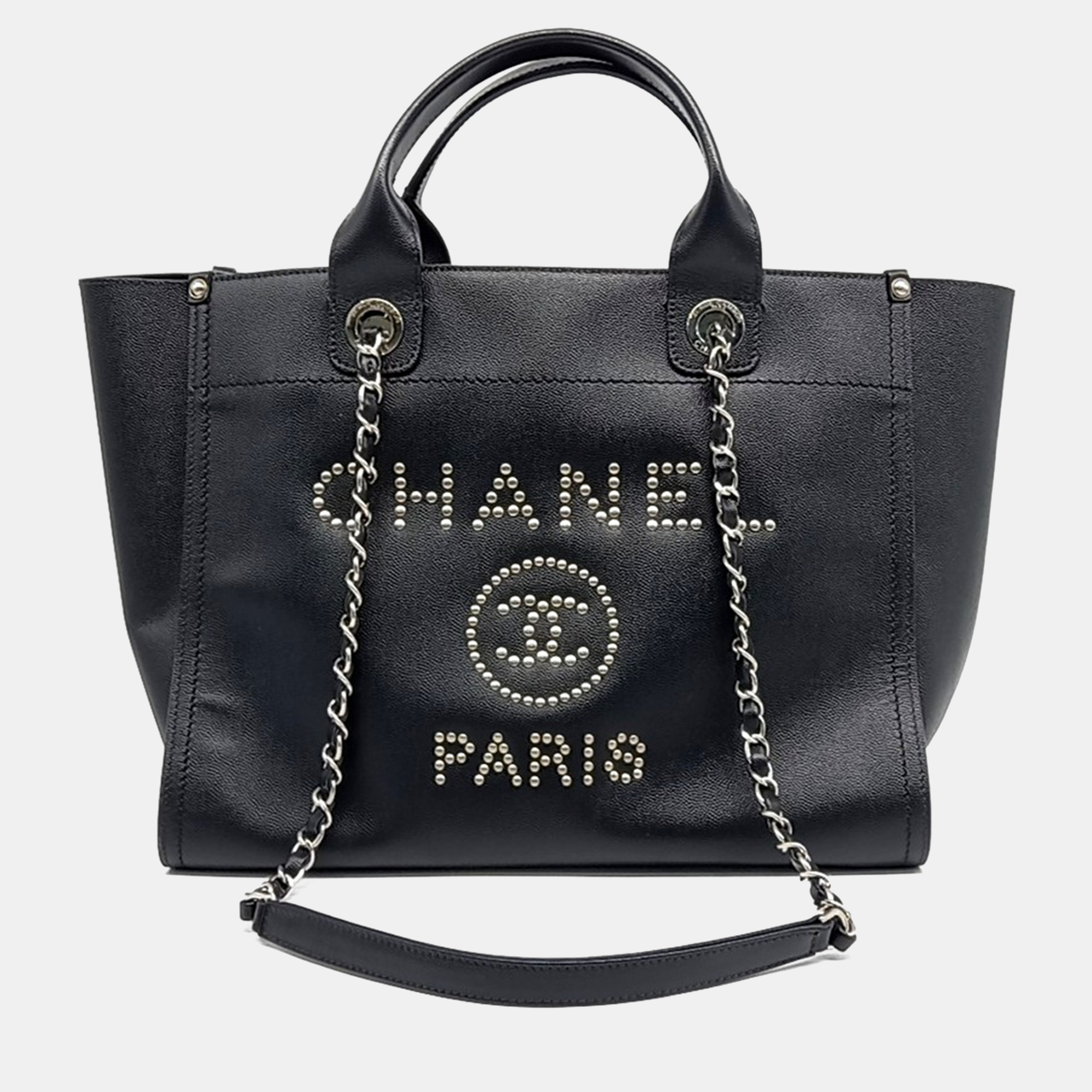 

Chanel Black Caviar Leather Deauville Tote and Shoulder Bag