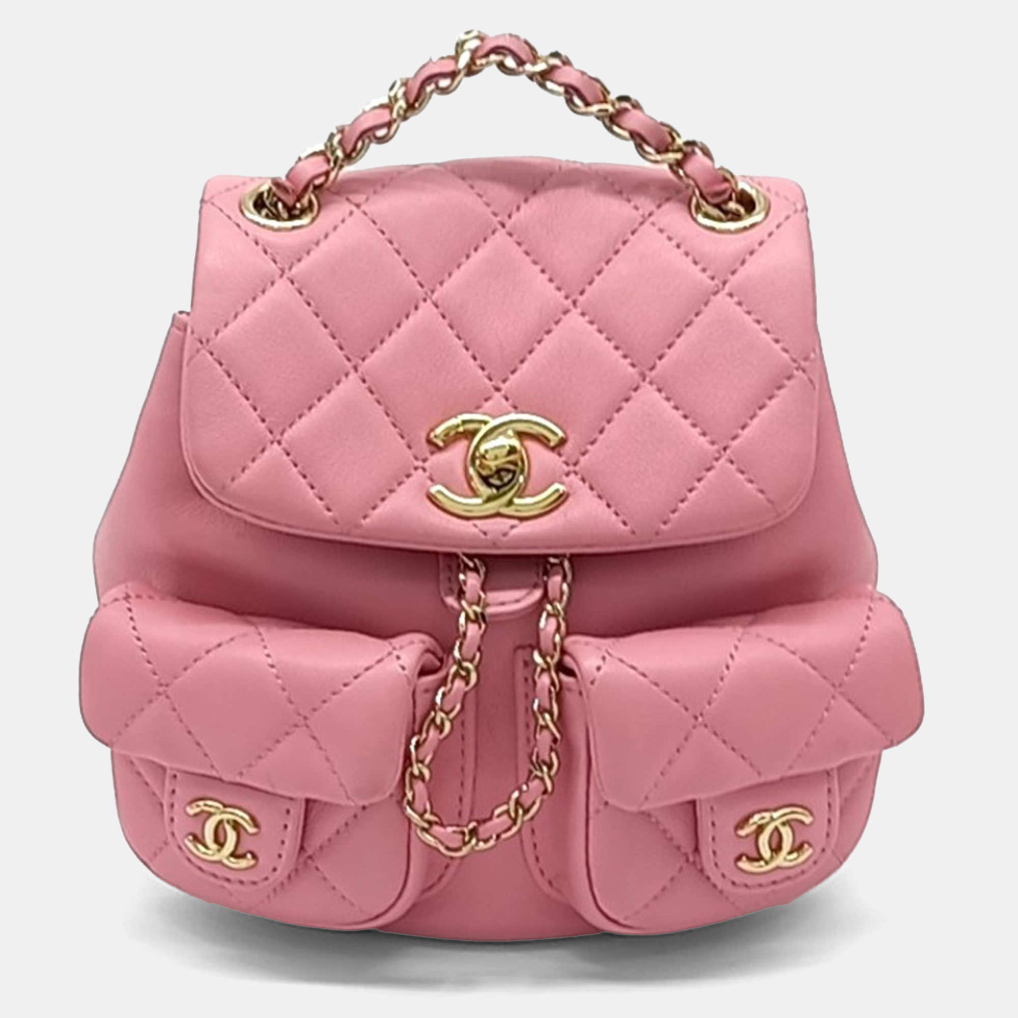

Chanel Pink Lambskin Leather Dumas Small Backpack