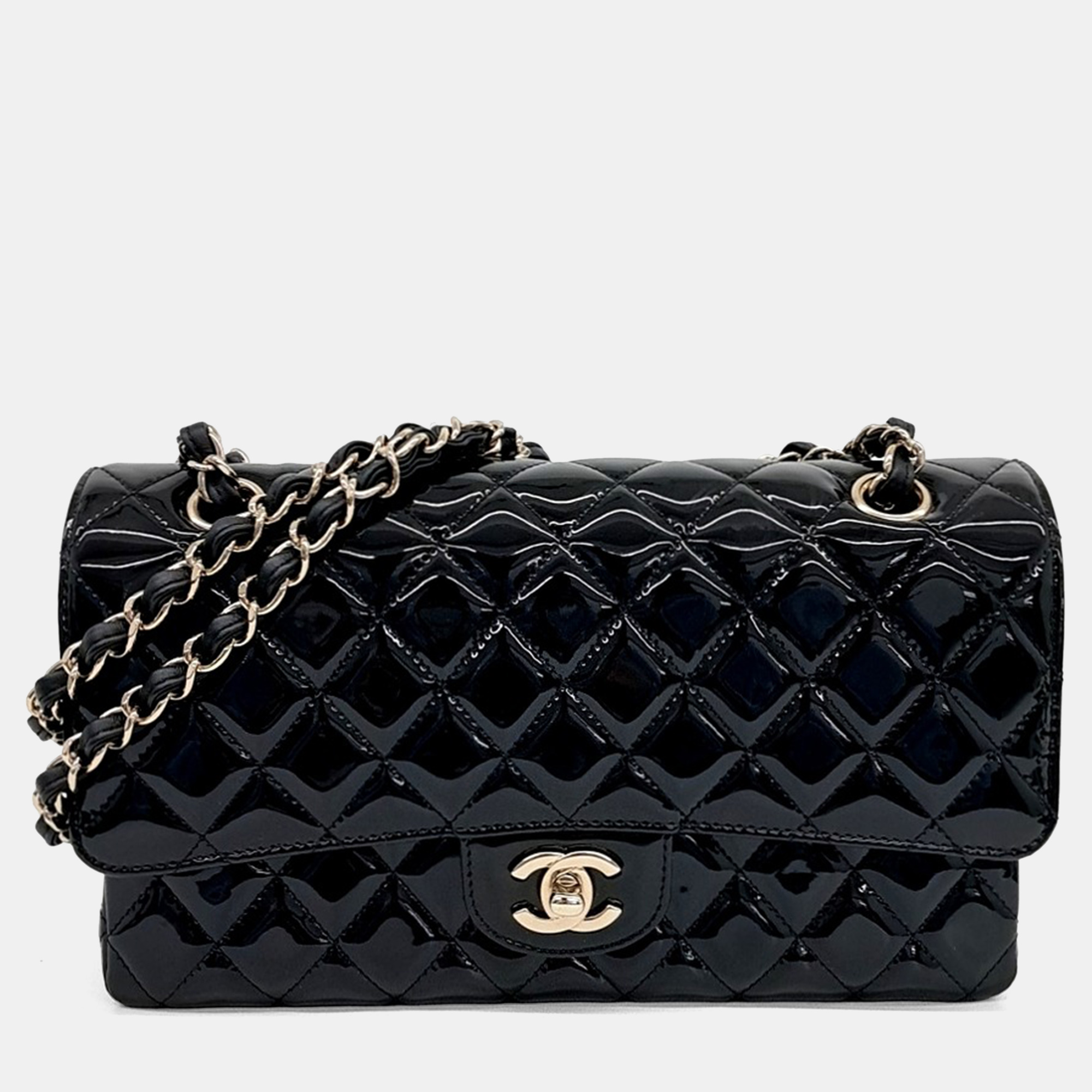 

Chanel Black Patent Leather Classic Medium Flap Bag