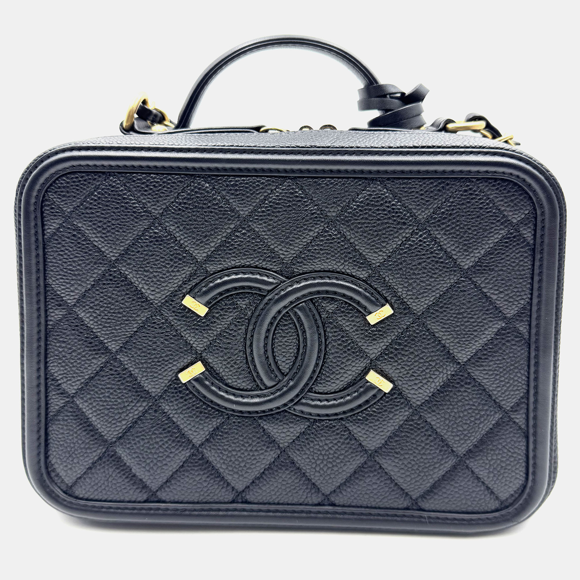 

Chanel Filigree Black Caviar Leather Shoulder Bag