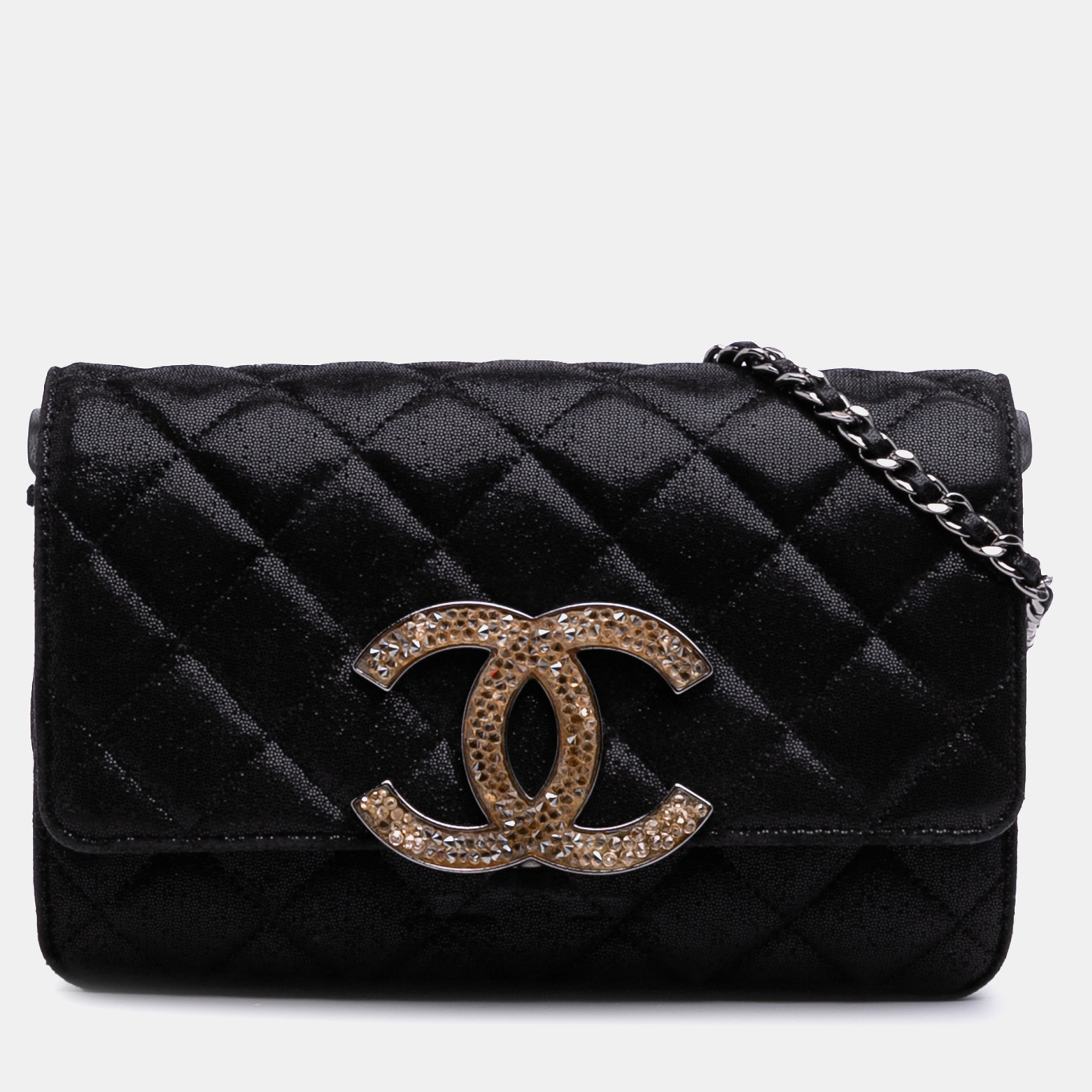 

Chanel Black Sequined Goatskin CC Crystal Wallet On Chain