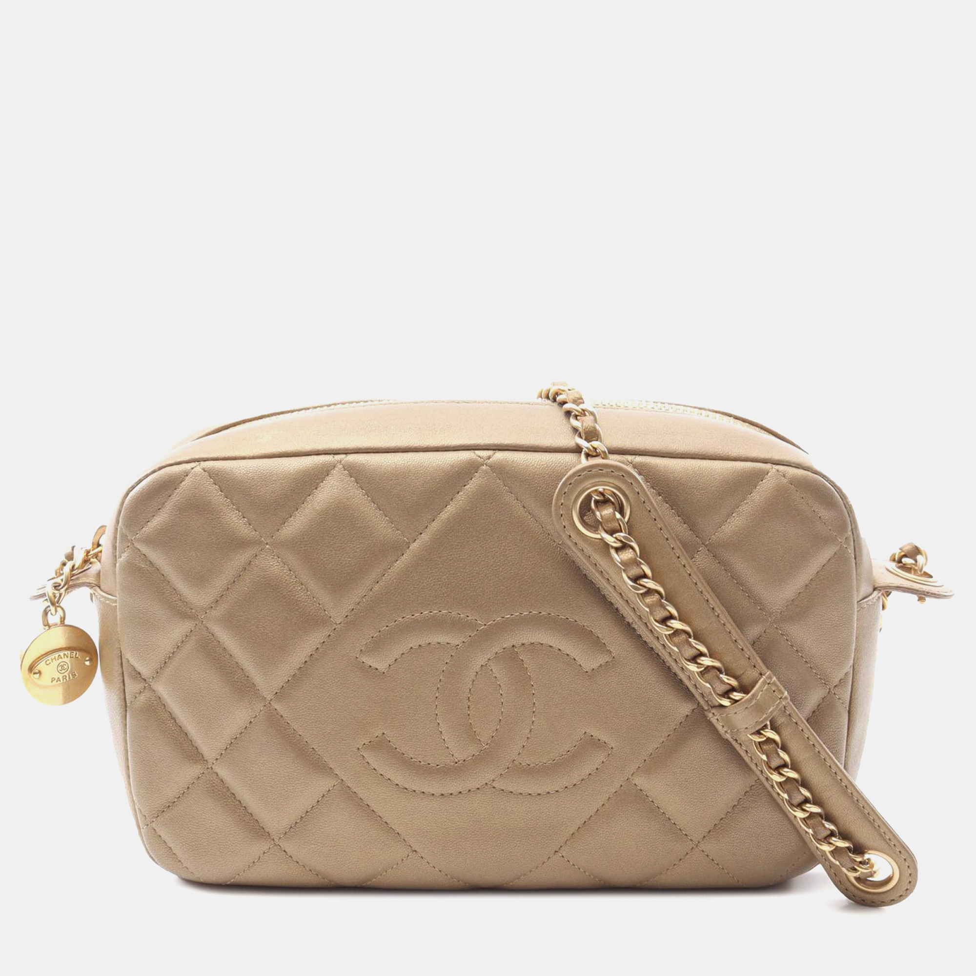 

Chanel Gold CC Quilted Lambskin Camera Crossbody