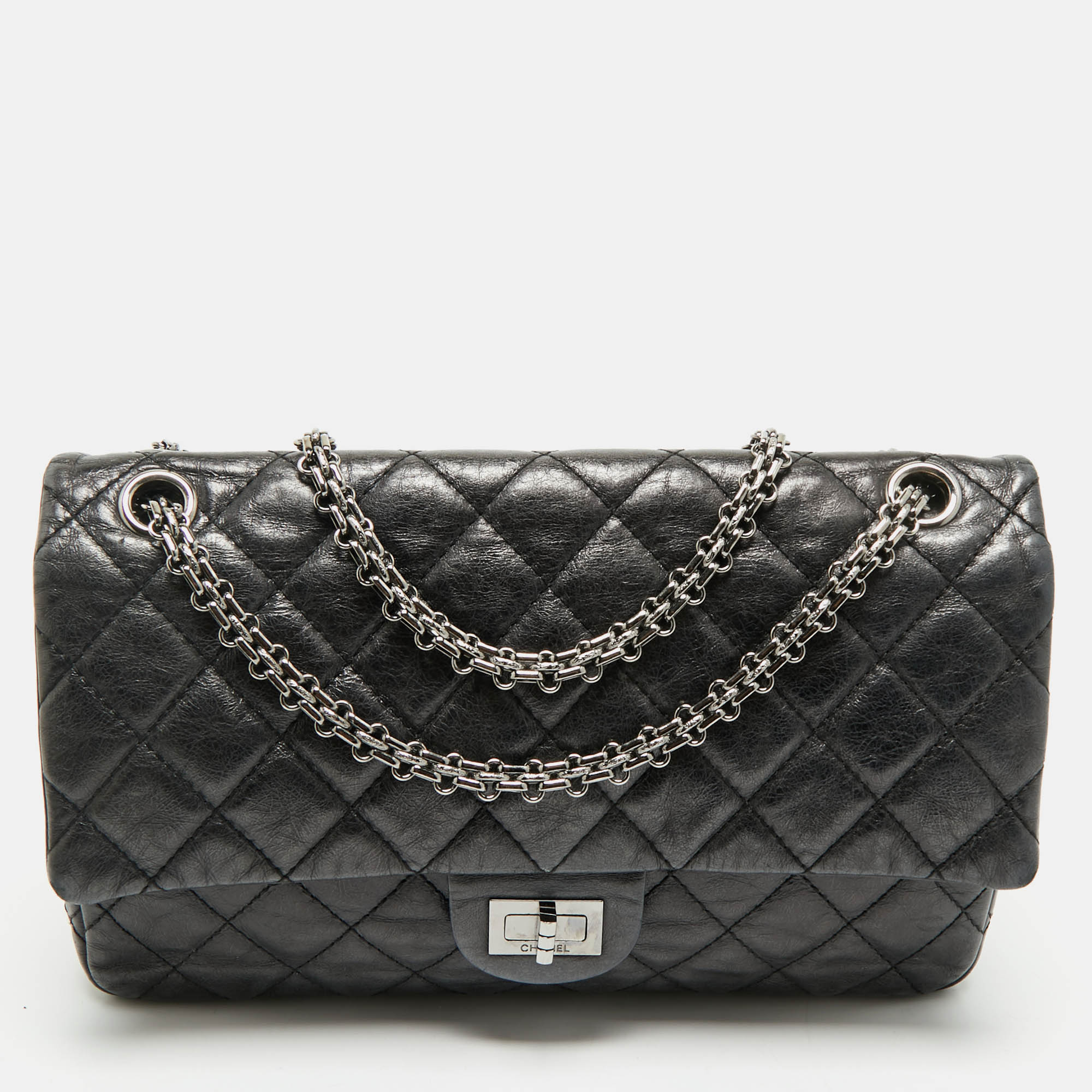 

Chanel Black Quilted Aged Leather Classic 226 Reissue 2.55 Flap Bag