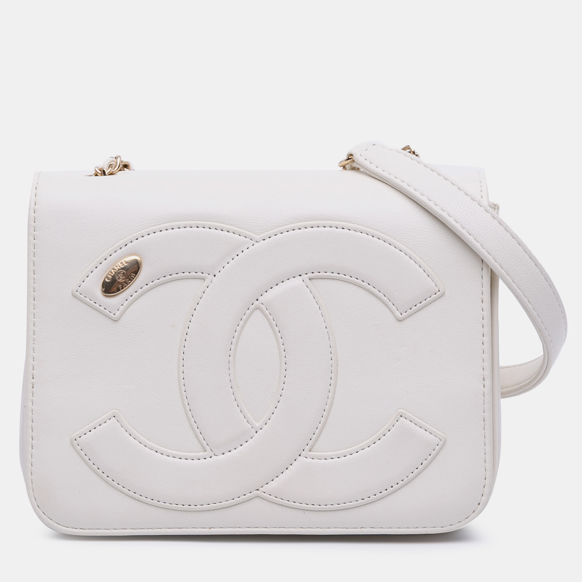 

Chanel White Lambskin CC Mania Flap Bag