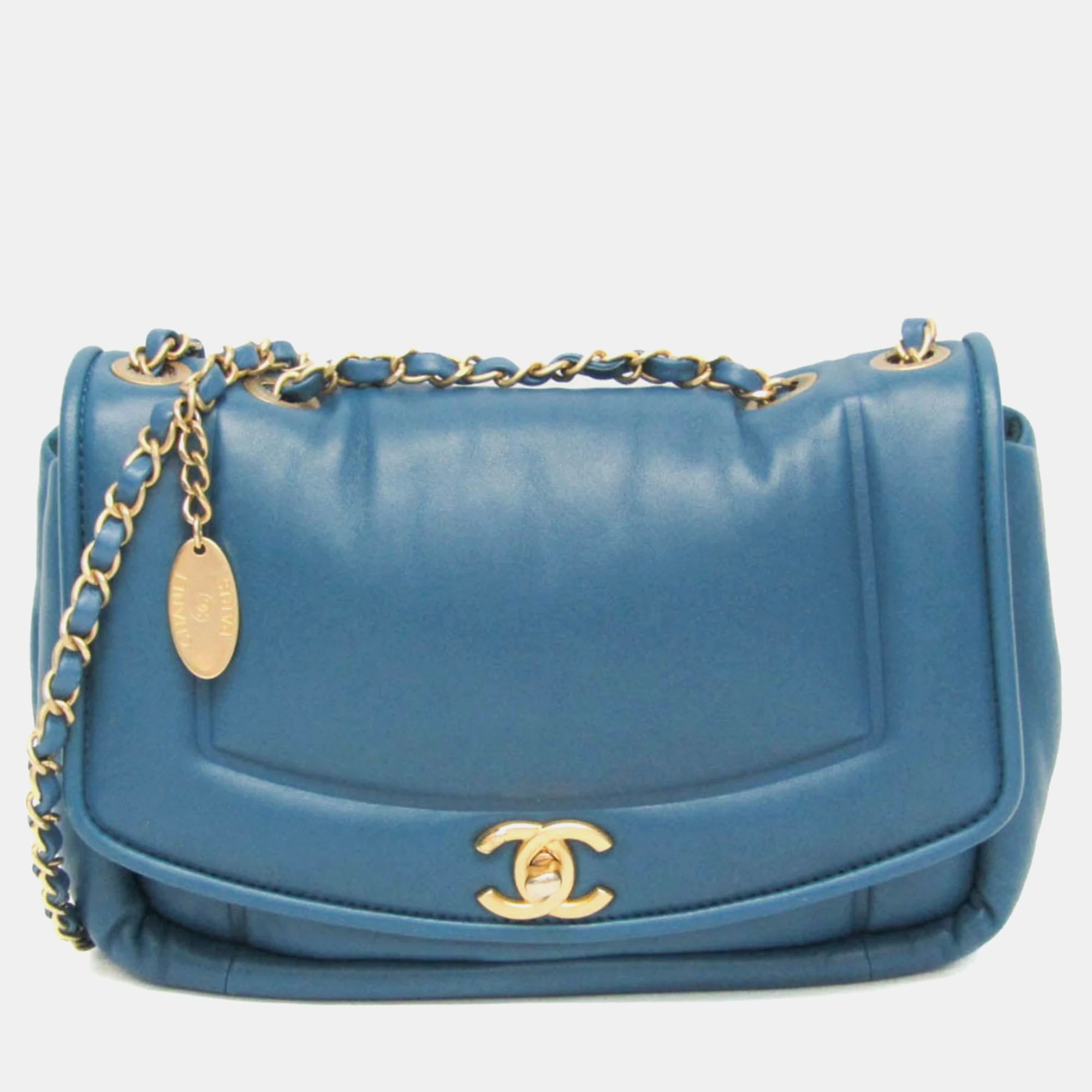 

Chanel Puffy Blue Leather Shoulder Bag