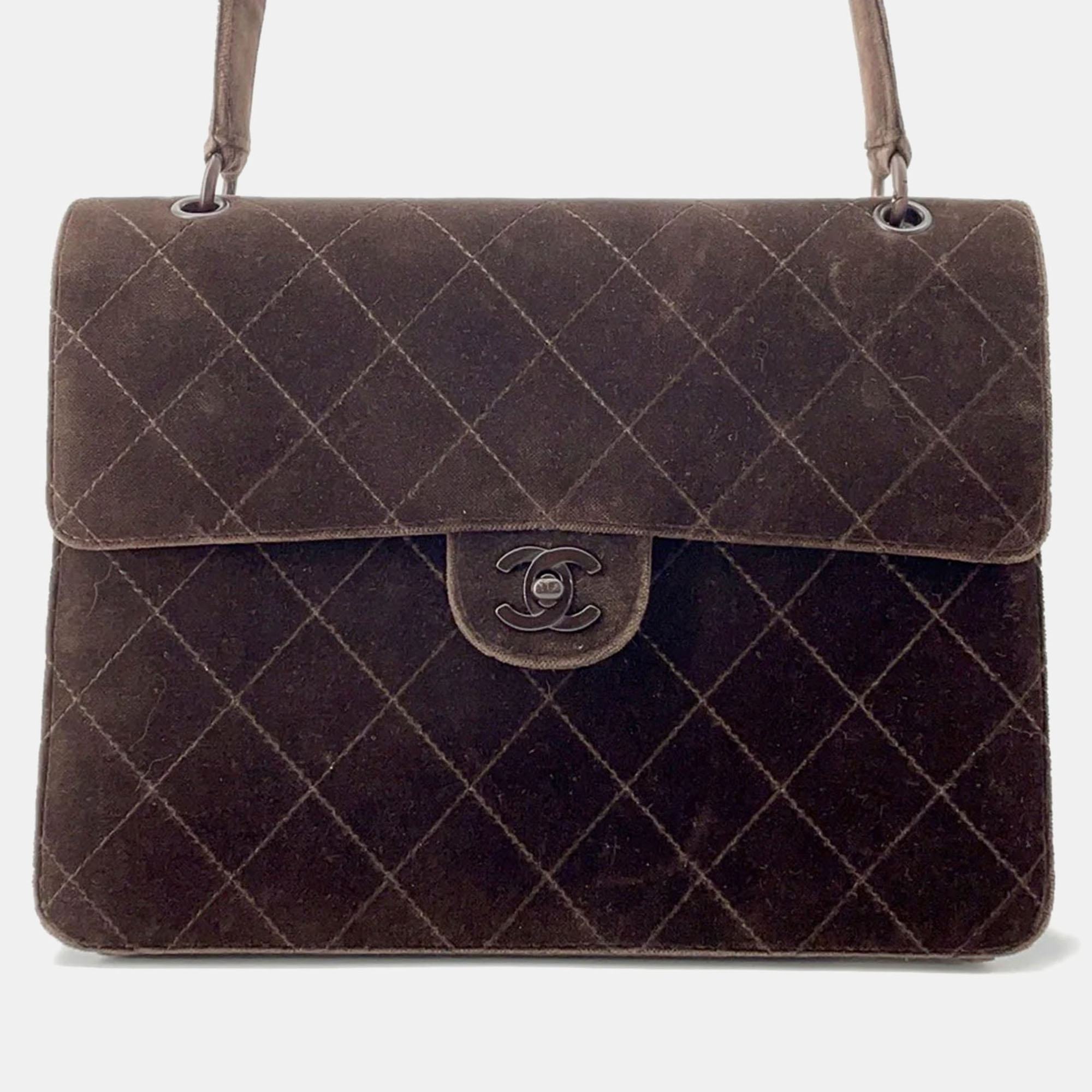 

Chanel Flap Brown Velour Shoulder Bag