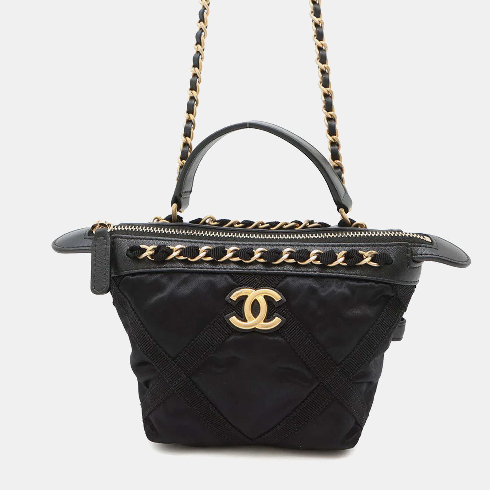 

Chanel CC Logo Pouch Black Nylon Leather Chain Shoulder Bag