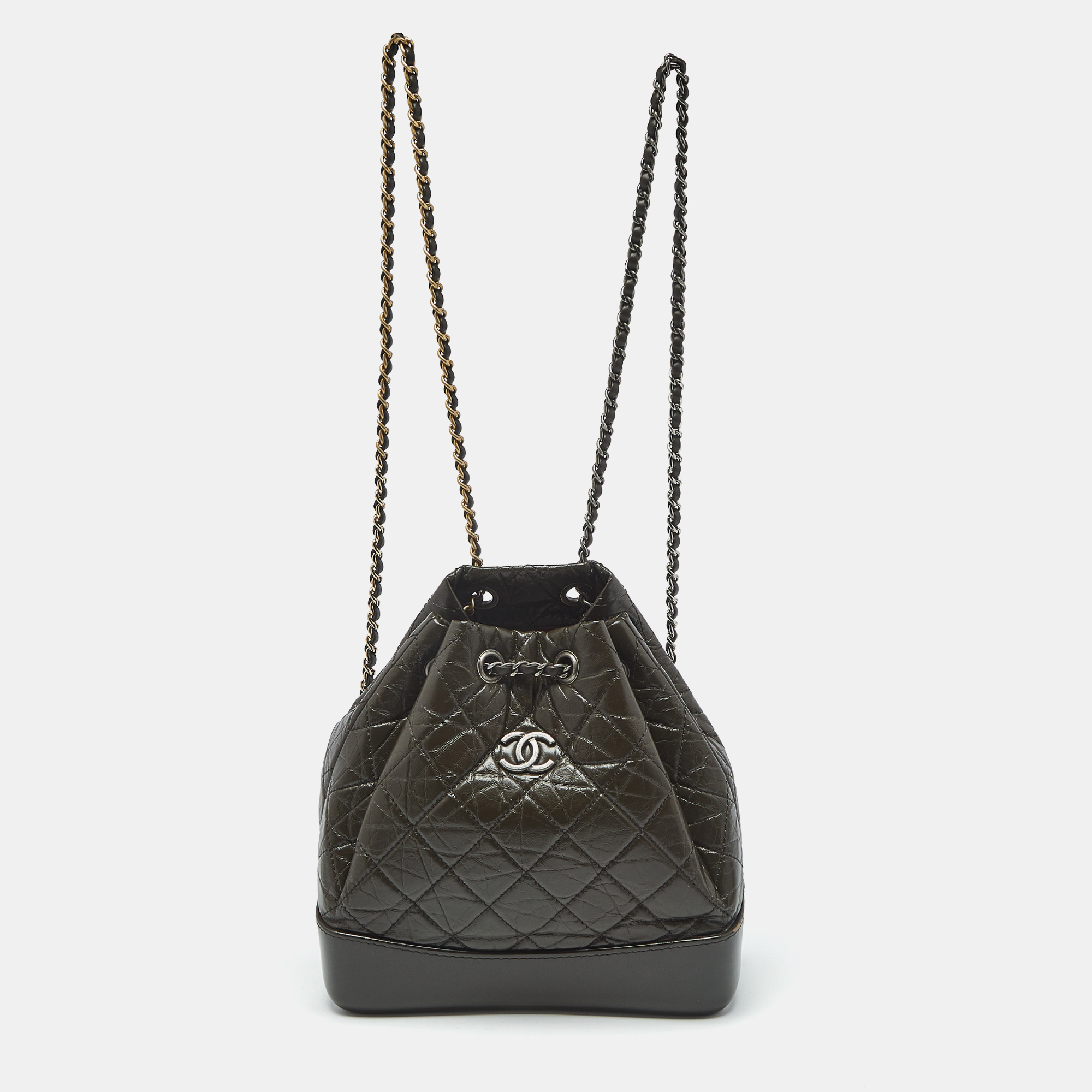 

Chanel Dark Green Quilted Aged Leather Small Gabrielle Backpack