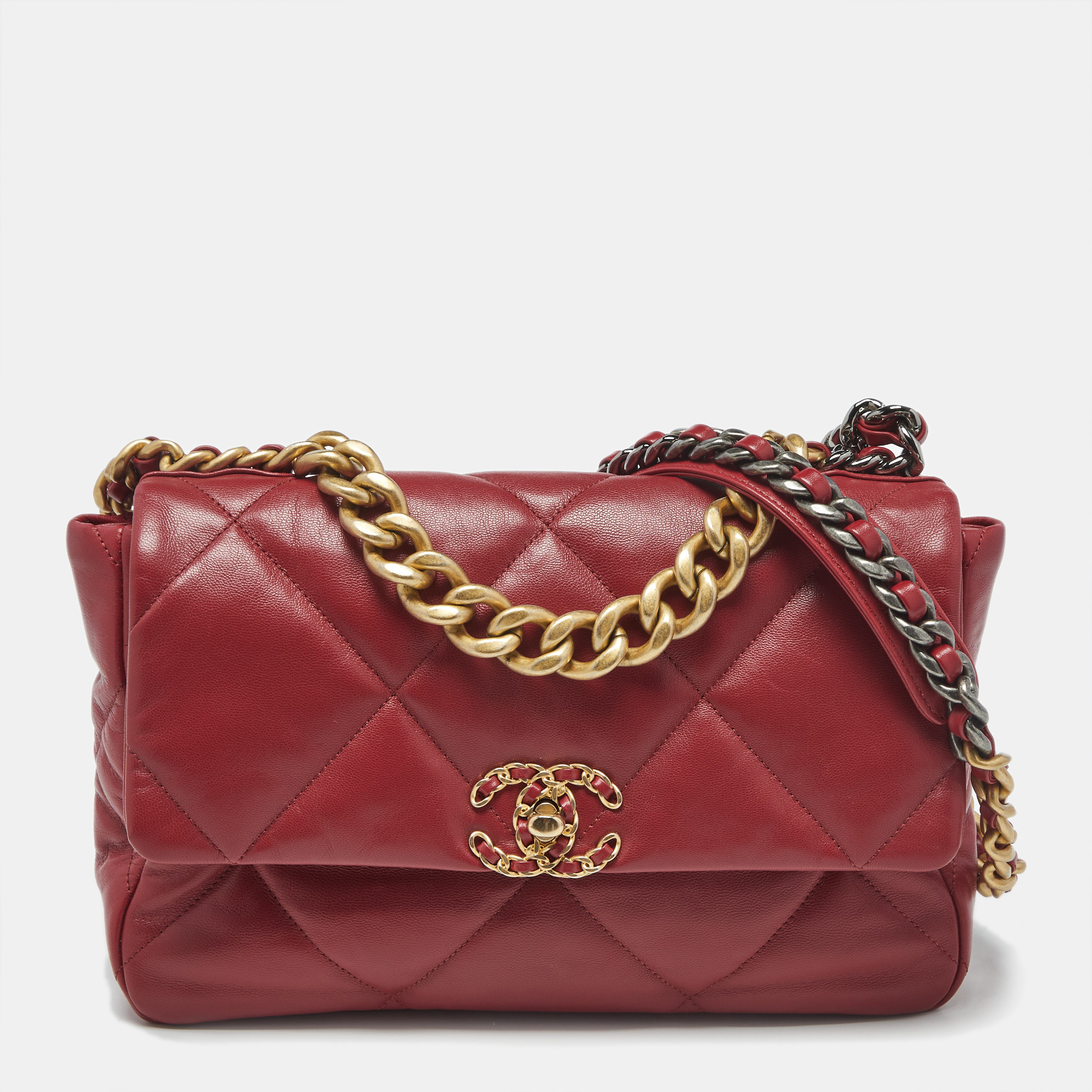 

Chanel Red Quilted Leather Large 19 Flap Bag
