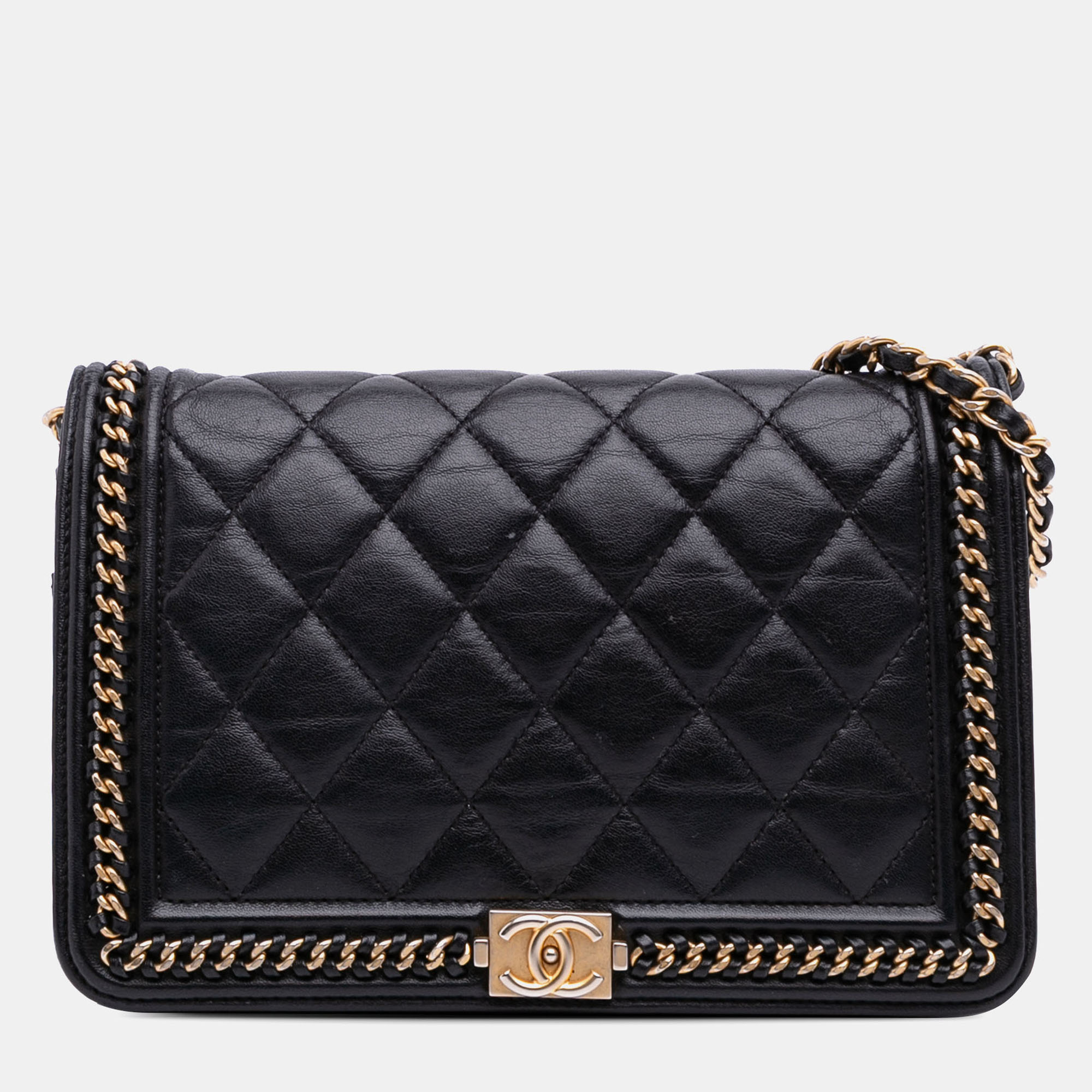 

Chanel Black Quilted Calfskin Chain Around Boy Wallet on Chain