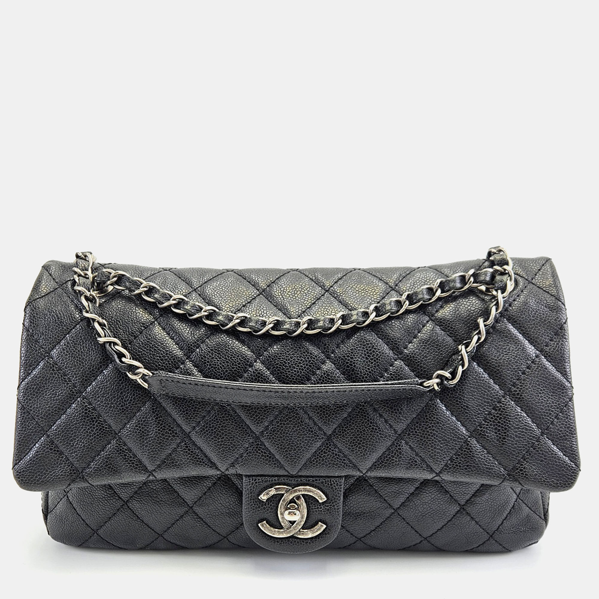 

Chanel Quilted Caviar Leather Easy Flap 31 Rue Cambon Bag, Black
