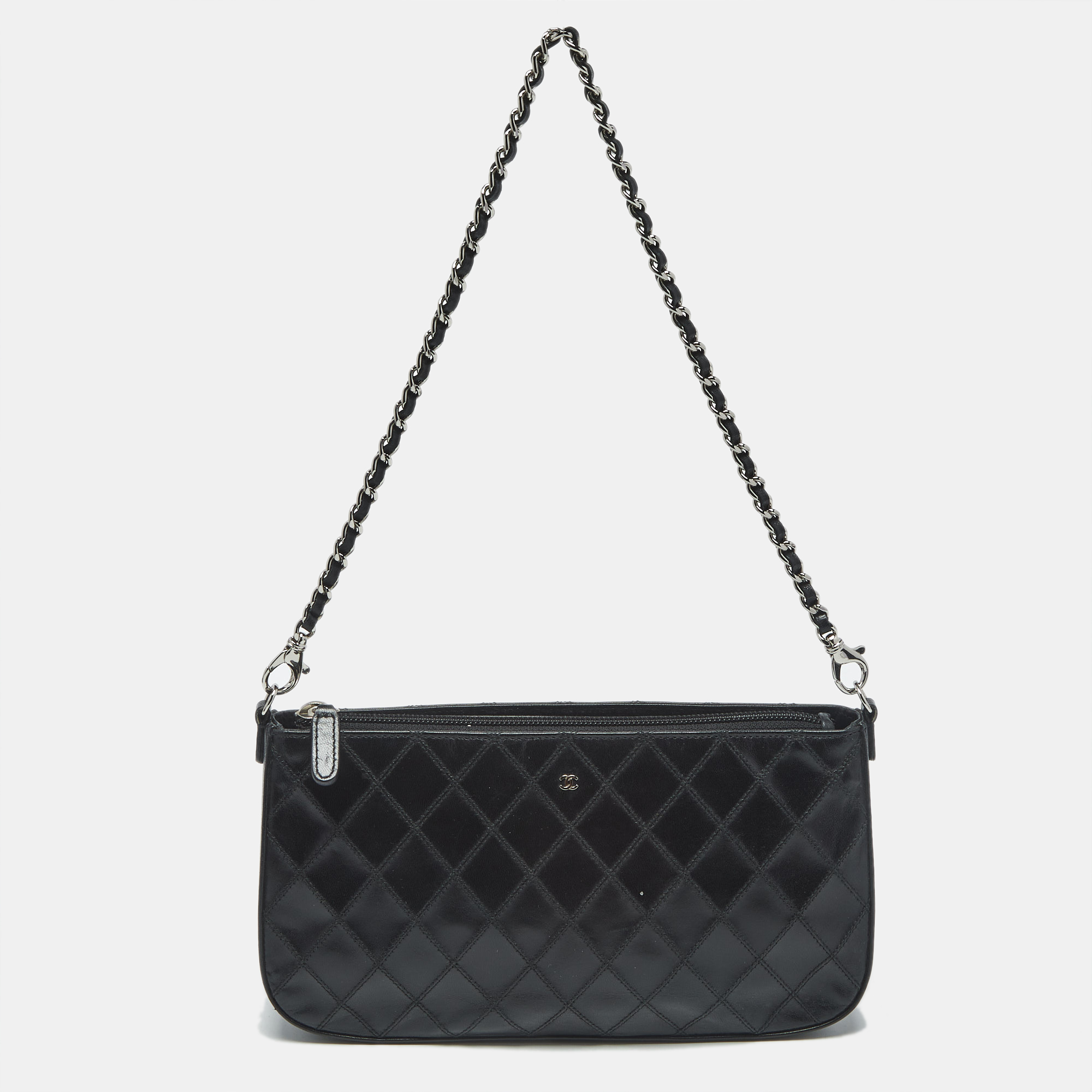 

Chanel Black Quilted Leather CC Pochette Bag