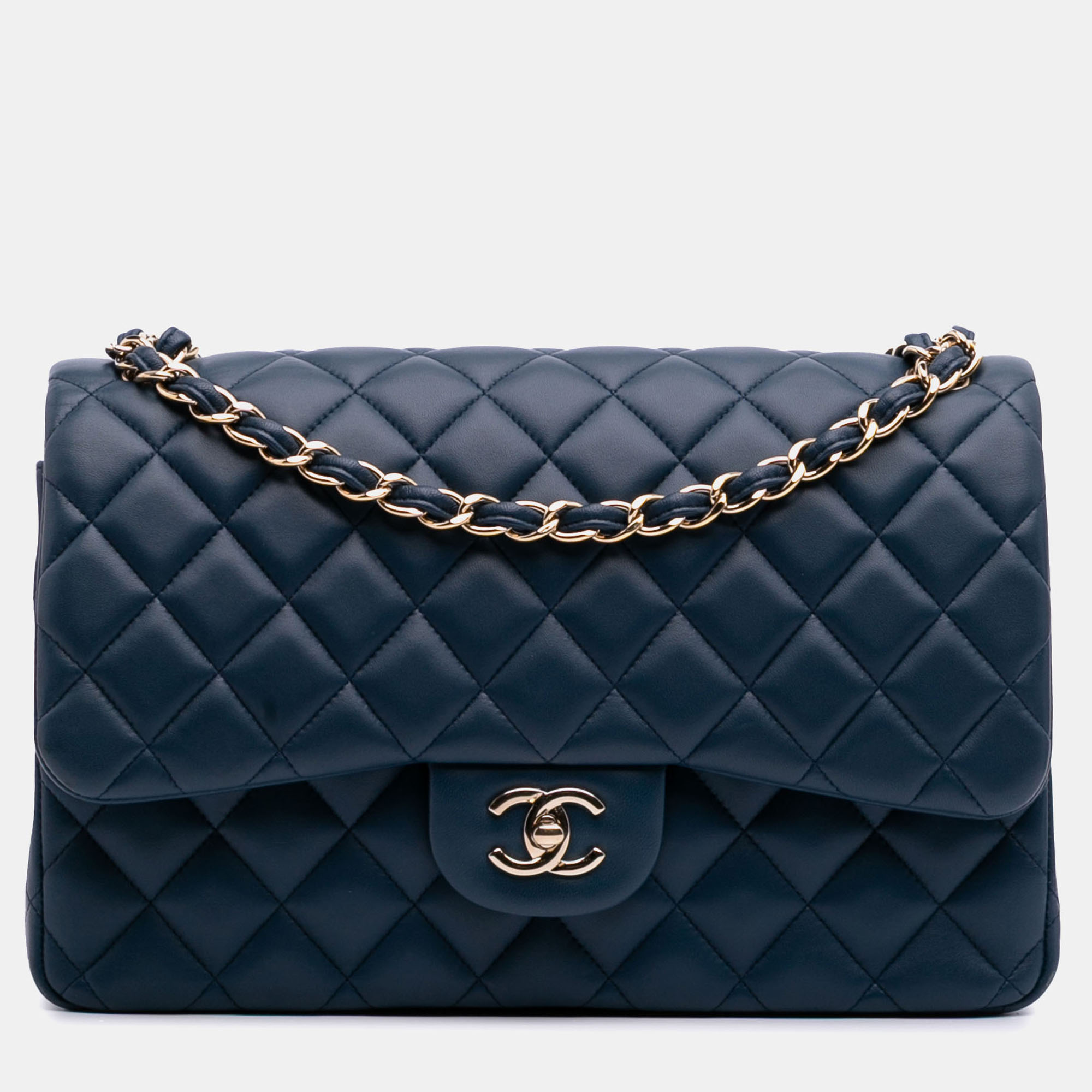 

Chanel Blue Jumbo Classic Lambskin Double Flap