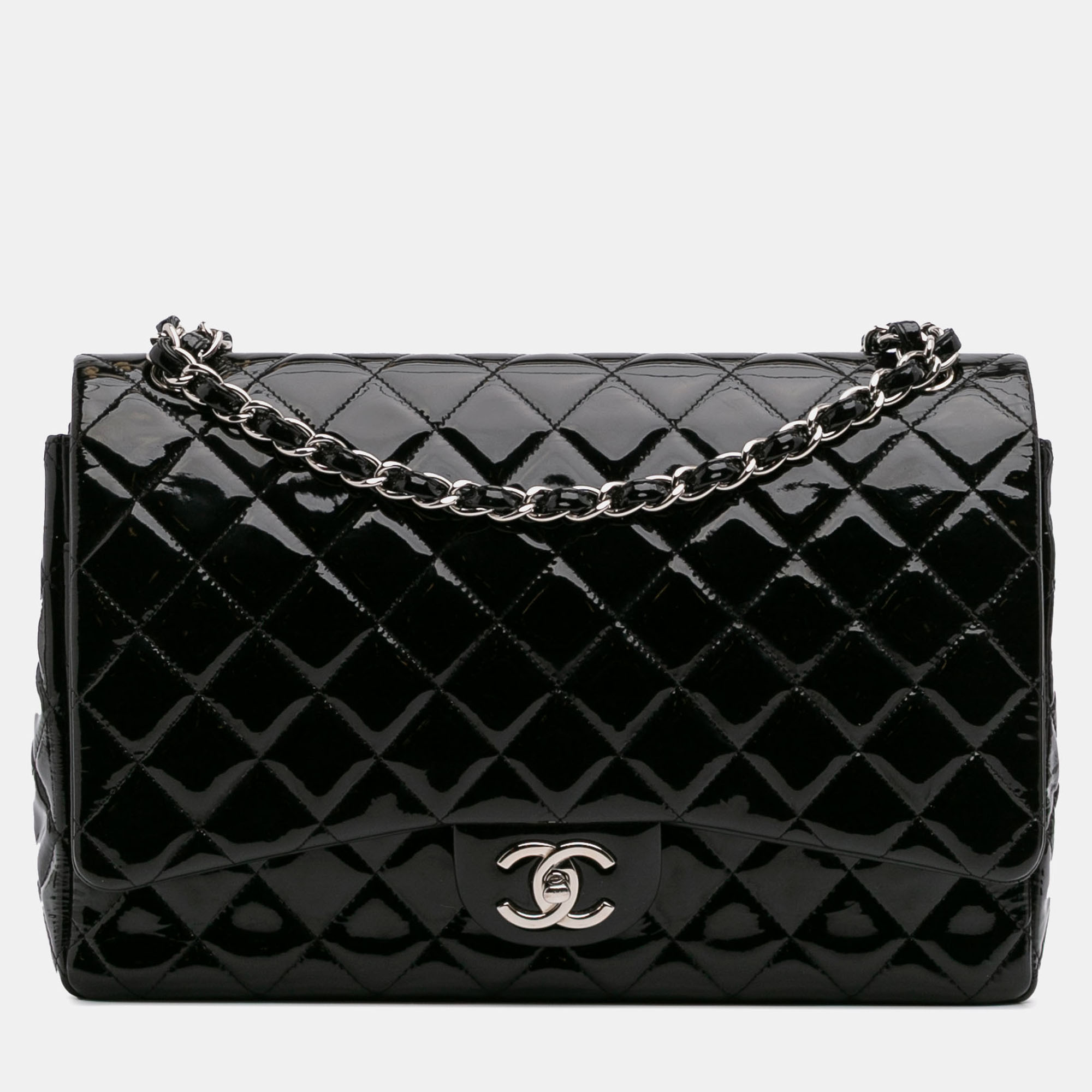 

Chanel Black Maxi Classic Patent Double Flap
