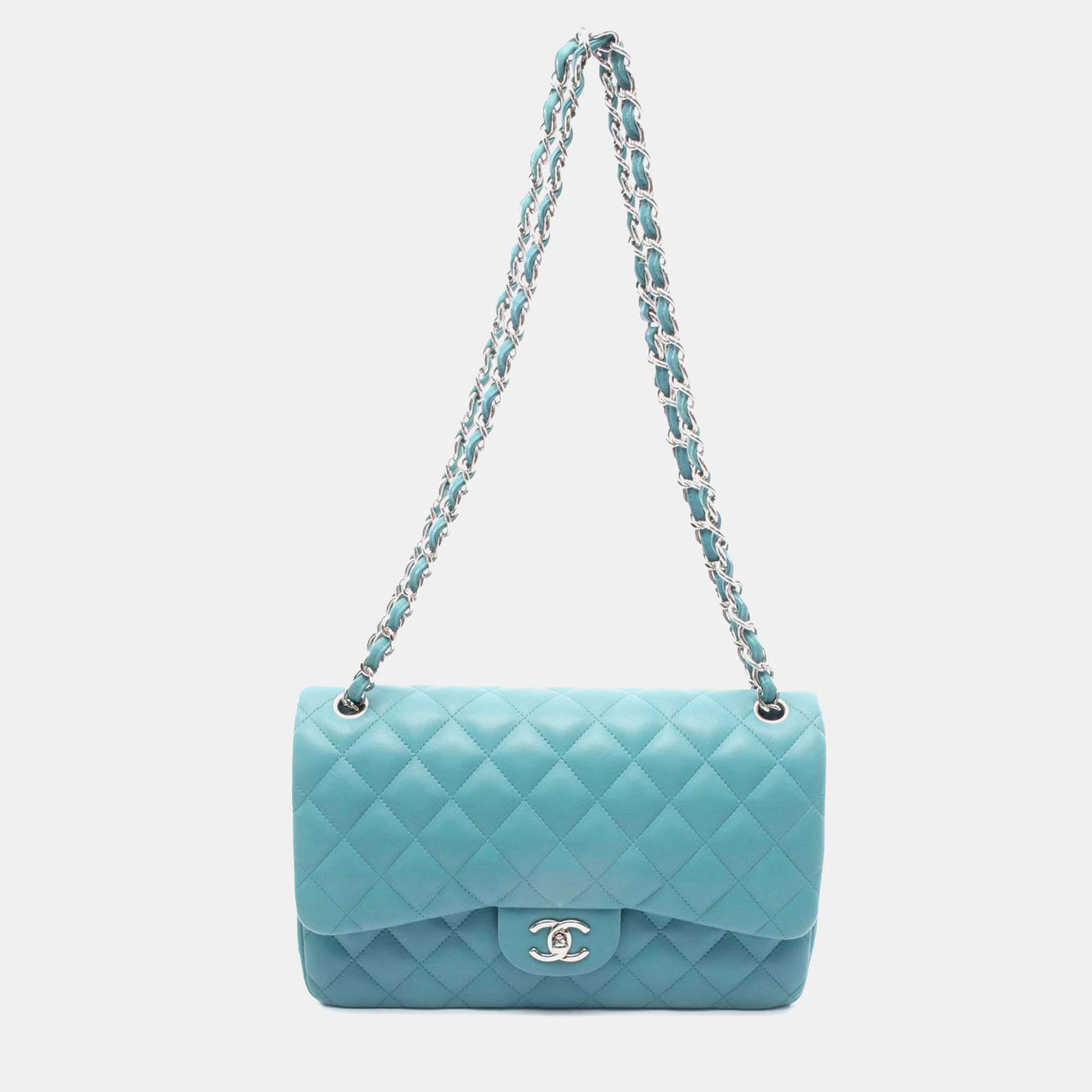 

Chanel Blue Jumbo Classic Lambskin Double Flap