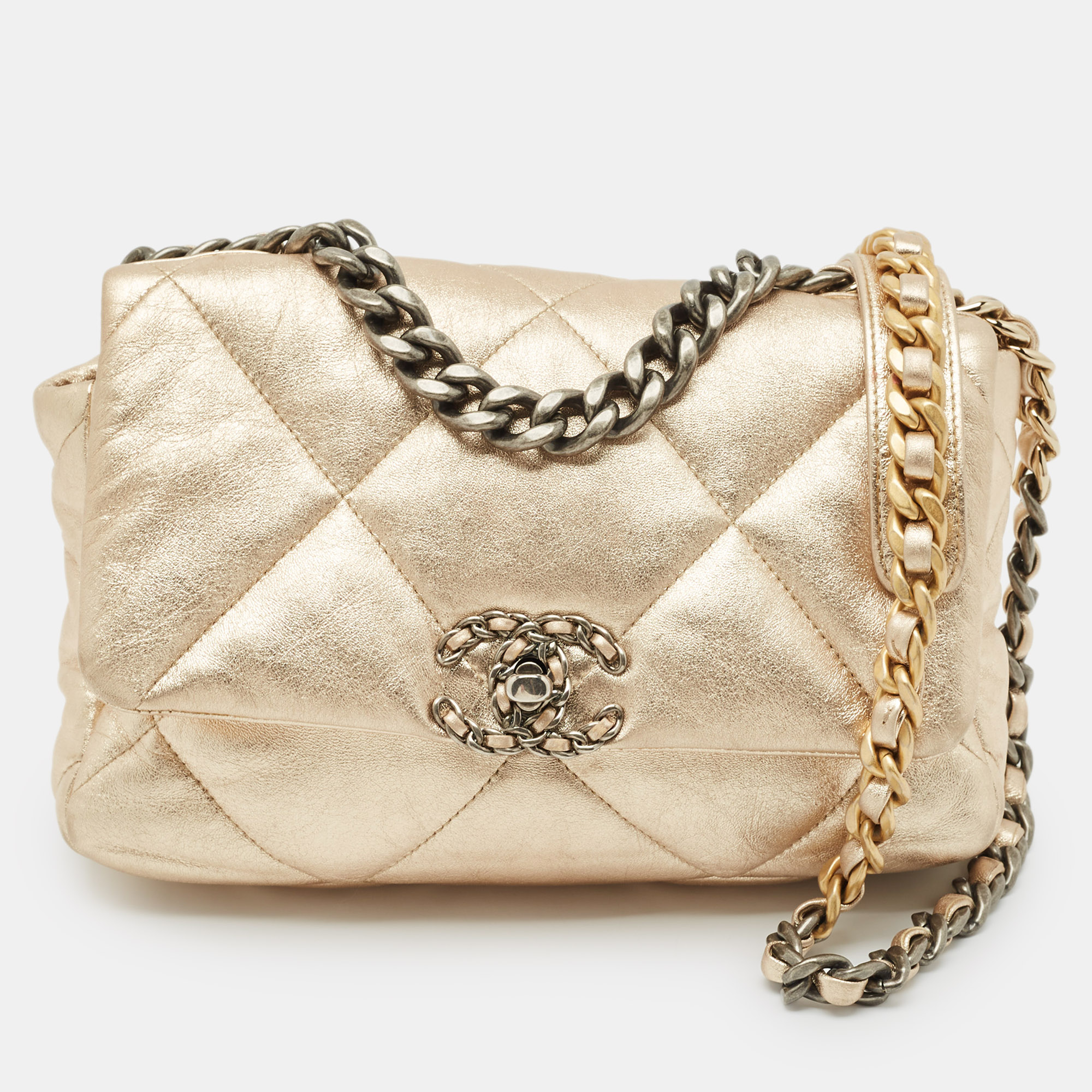 

Chanel Gold Quilted Leather  19 Flap Bag